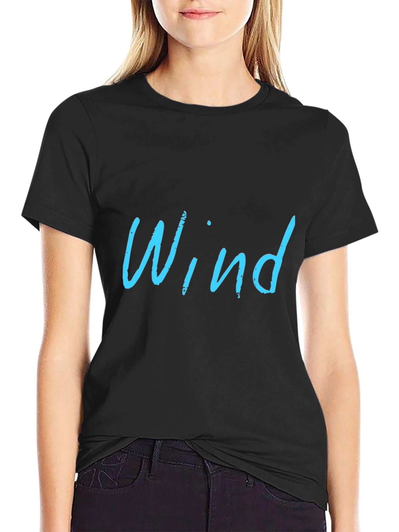 Mens Black T-Shirt with Wind Design