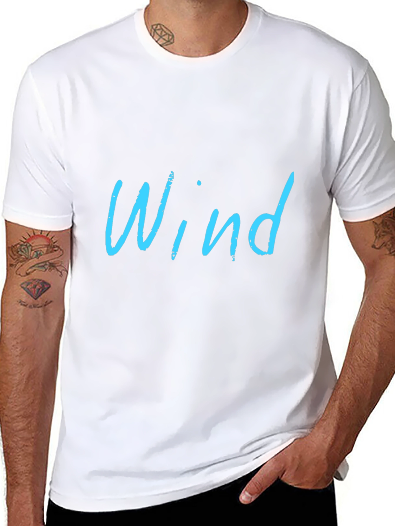 Mens Black T-Shirt with Wind Design