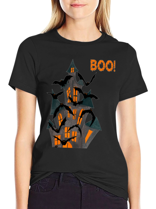 Halloween Spooky Haunted House Bats Boo T-Shirt