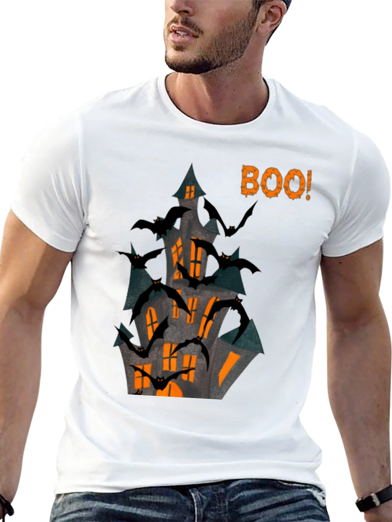 Halloween Spooky Haunted House Bats Boo T-Shirt