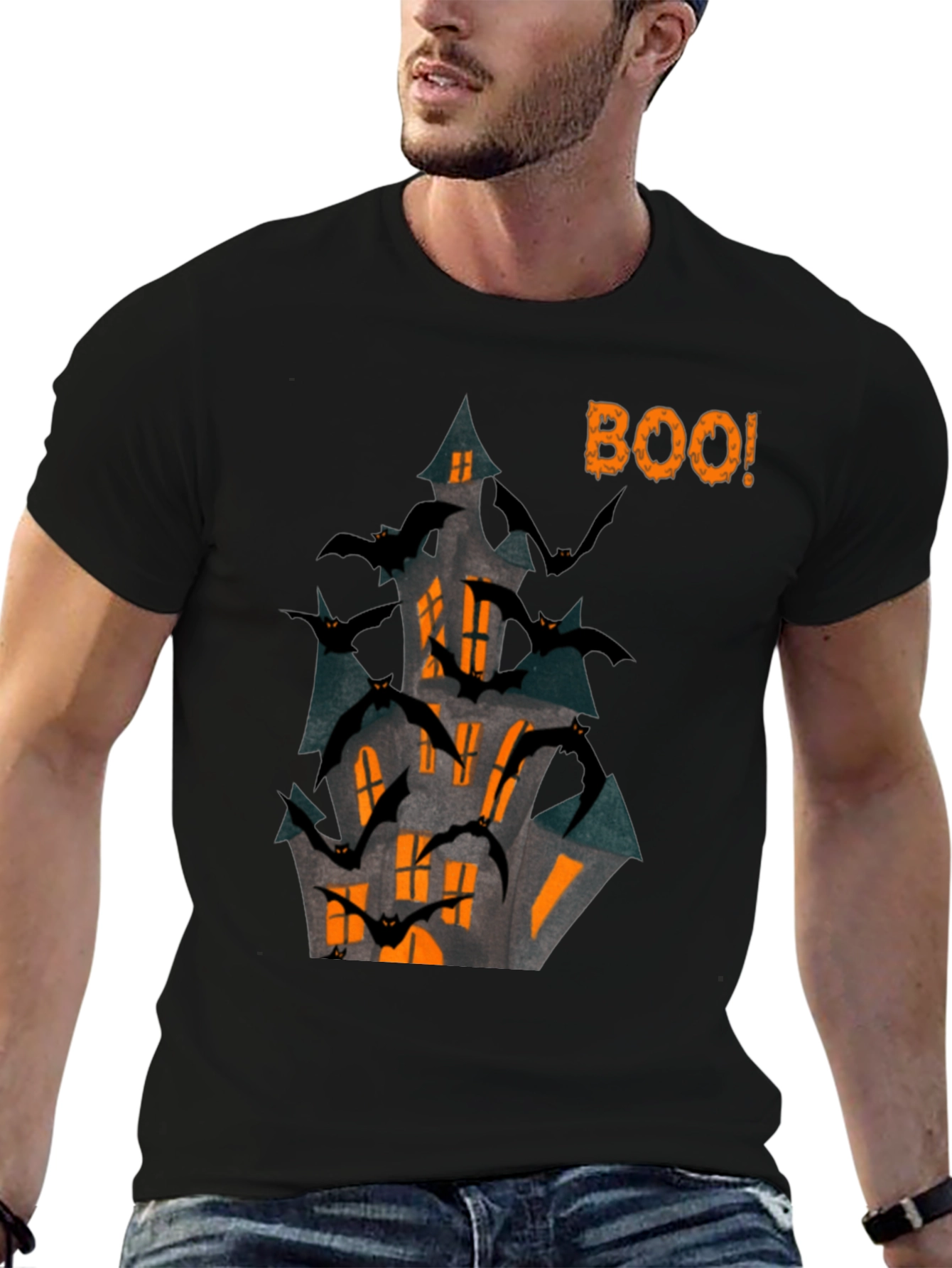 Halloween Spooky Haunted House Bats Boo T-Shirt