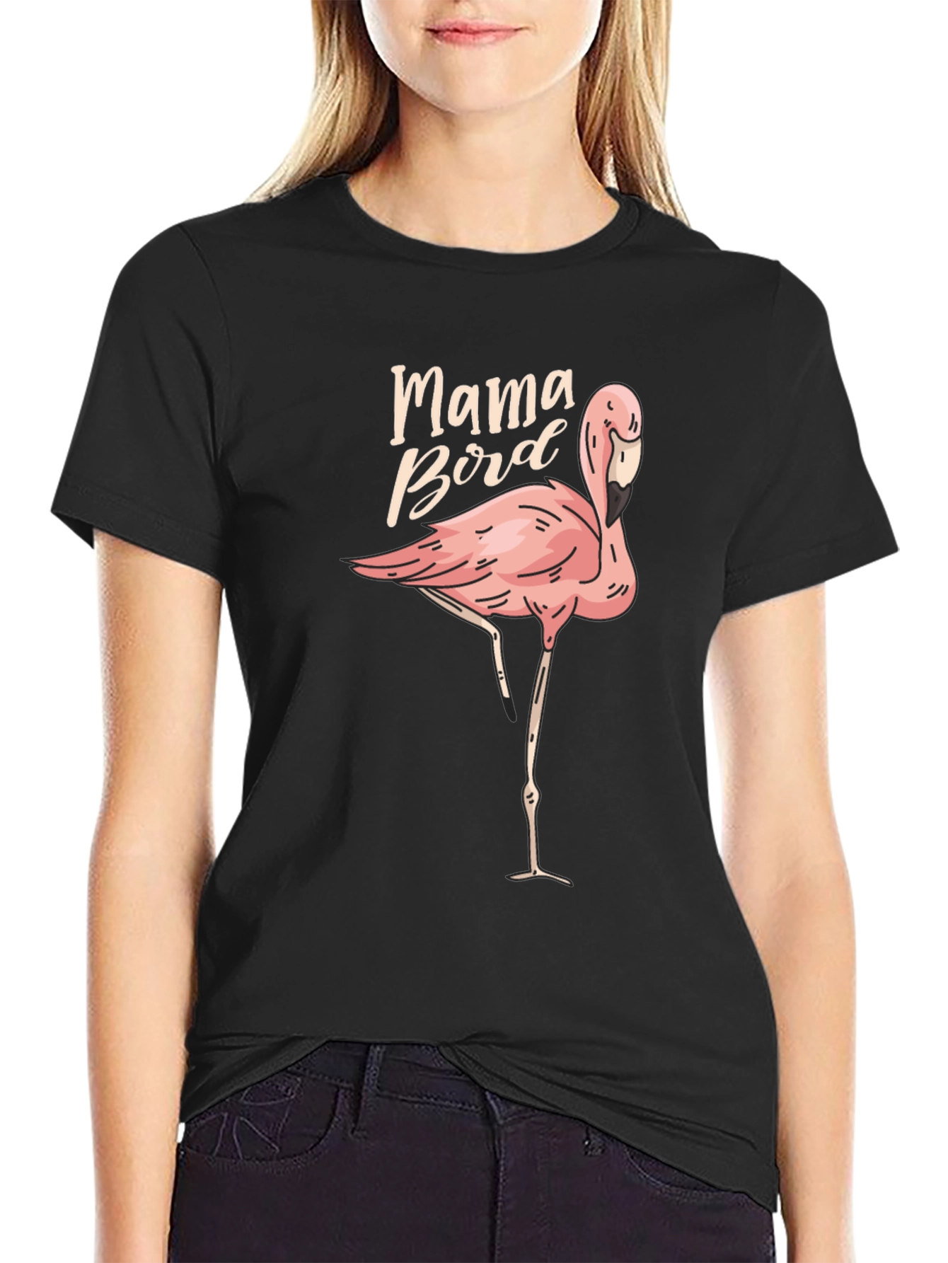 Mama Bird Flamingo Graphic Tee