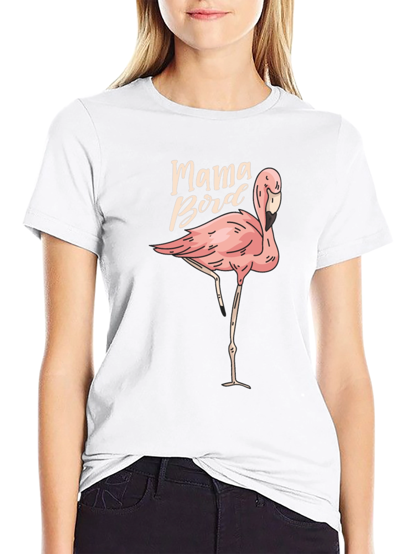 Mama Bird Flamingo Graphic Tee