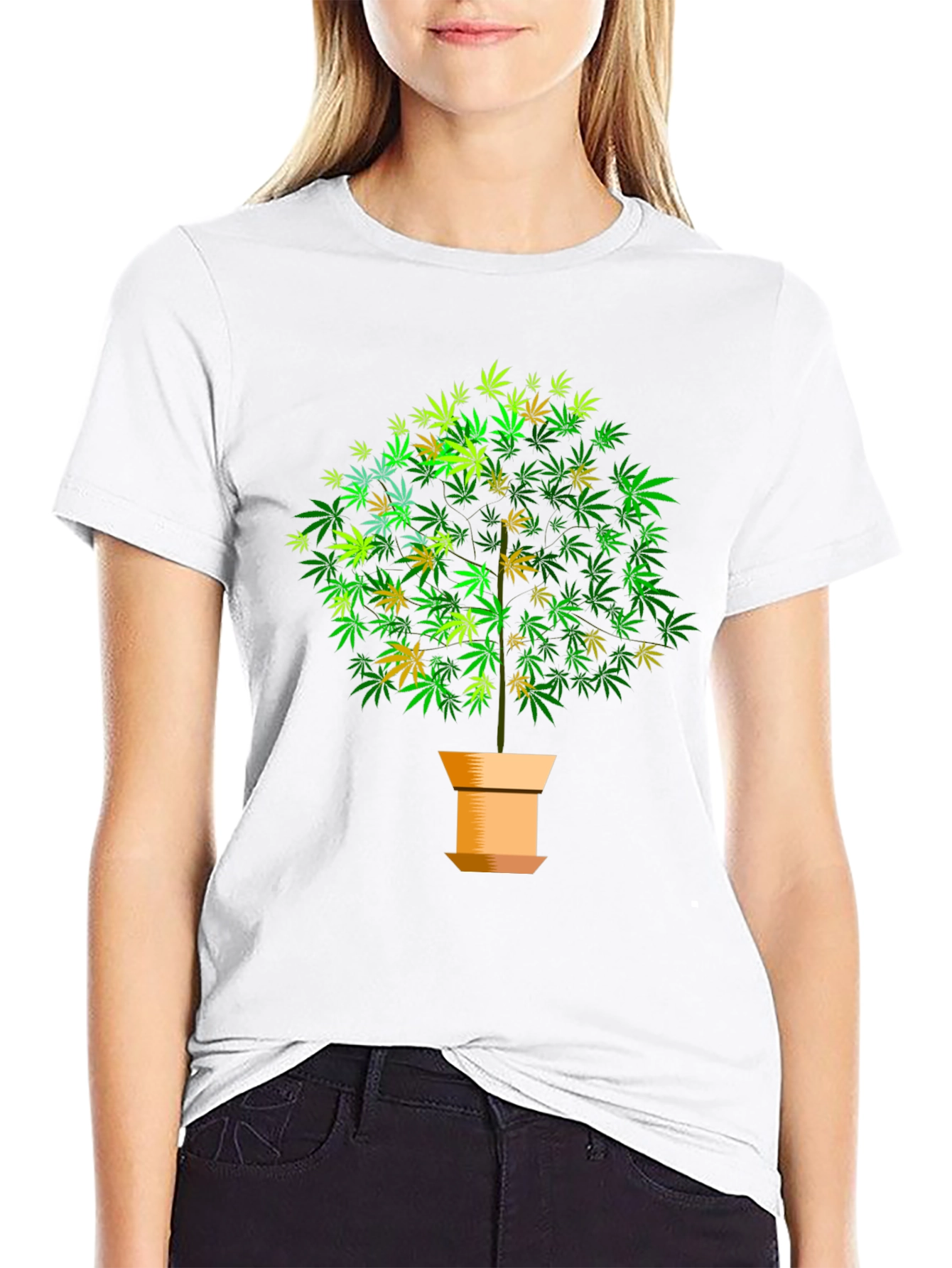 Marijuana Tree Graphic Black T-Shirt