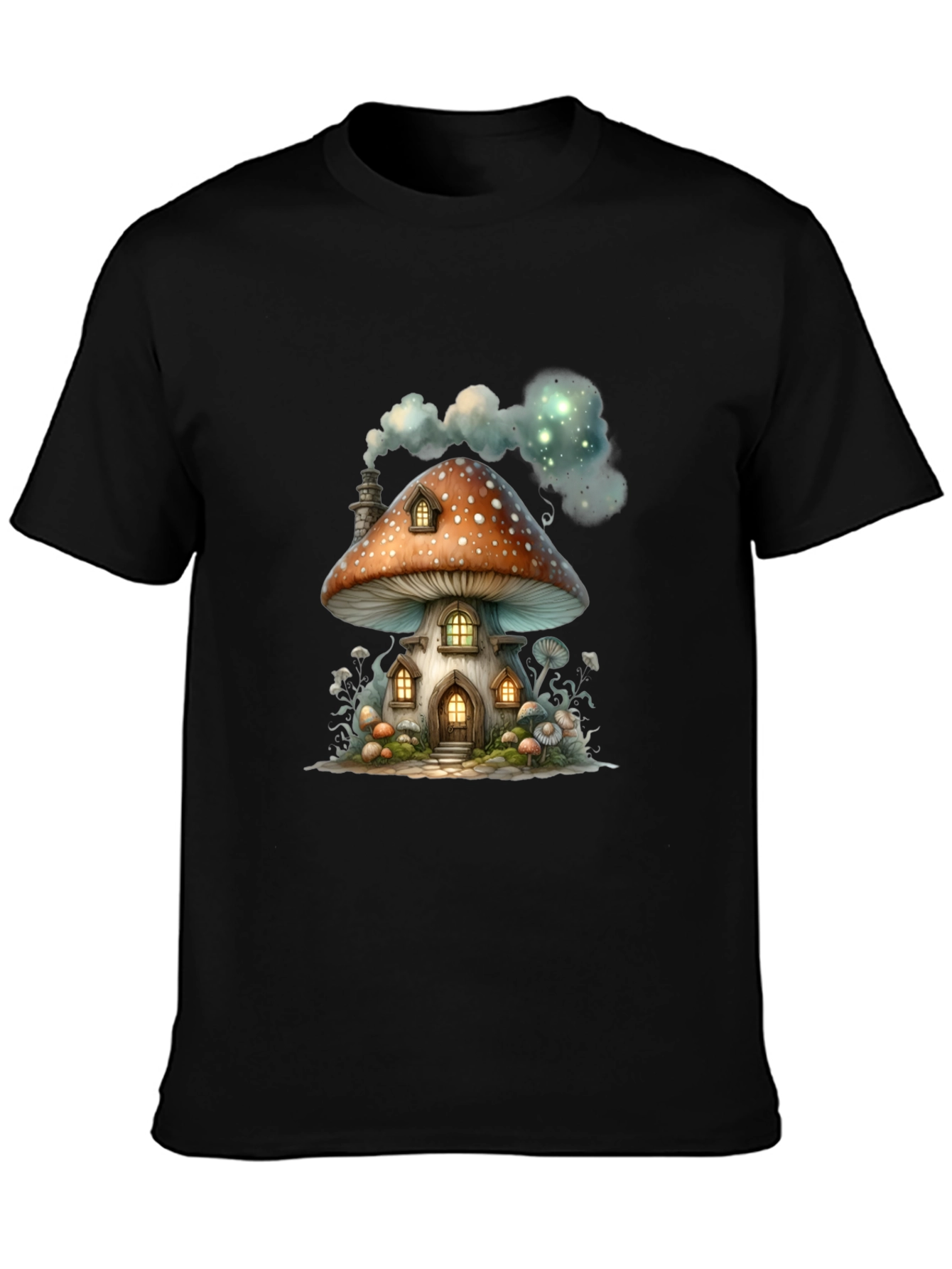 Mushroom House Graphic Tee - Whimsical Fantasy Shirt