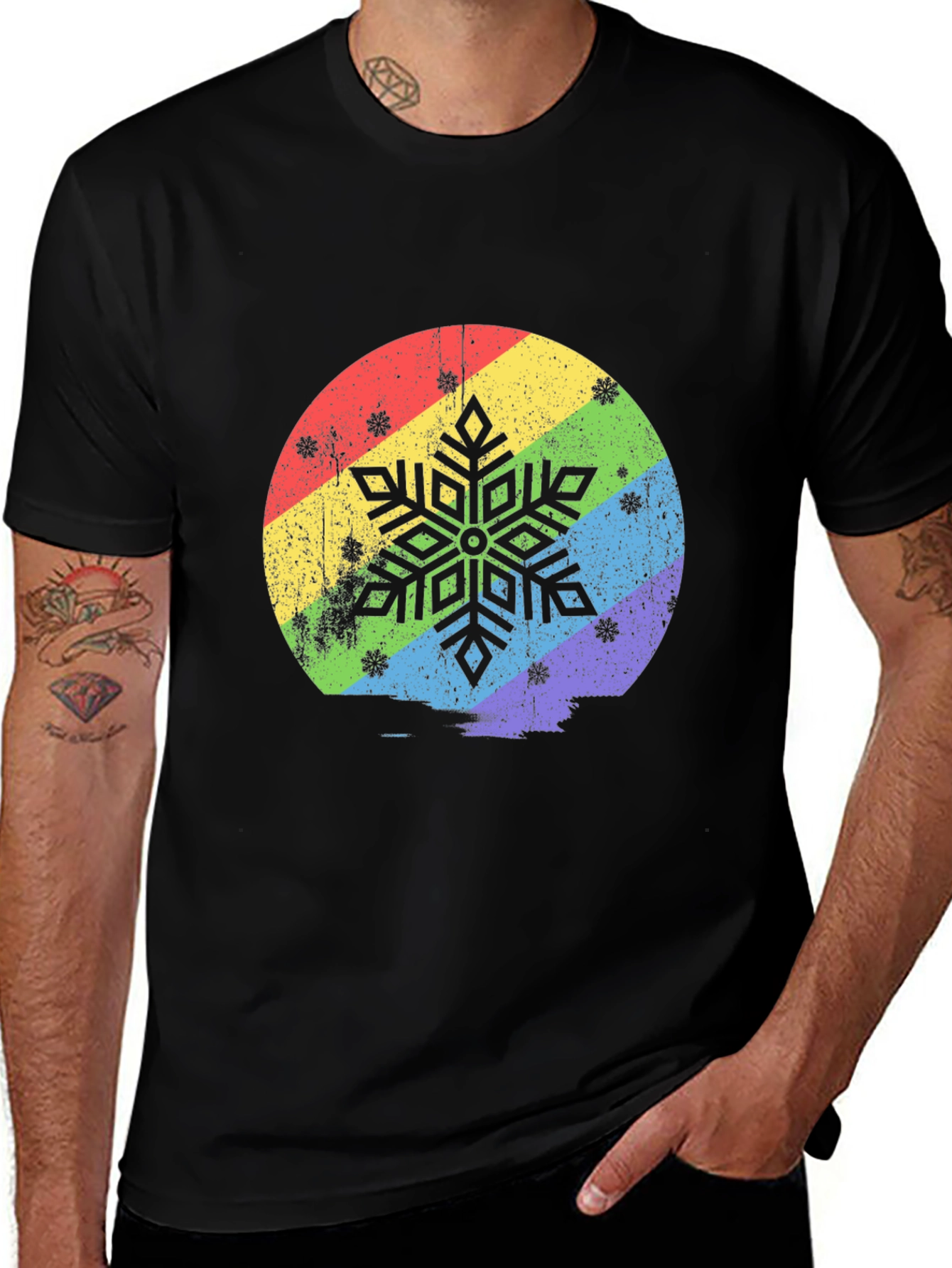 Rainbow Snowflake Graphic T-Shirt