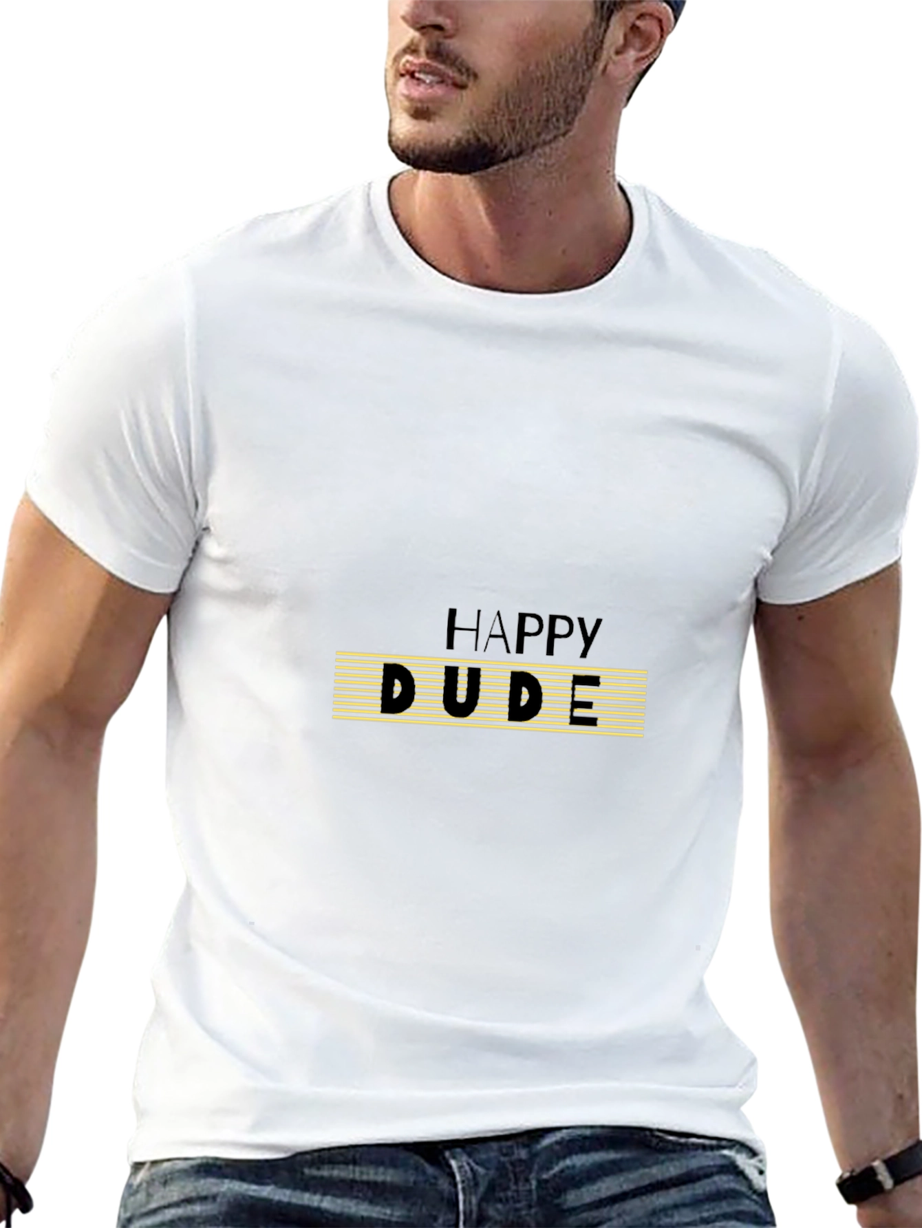 Happy Dude Graphic Print Black T-Shirt