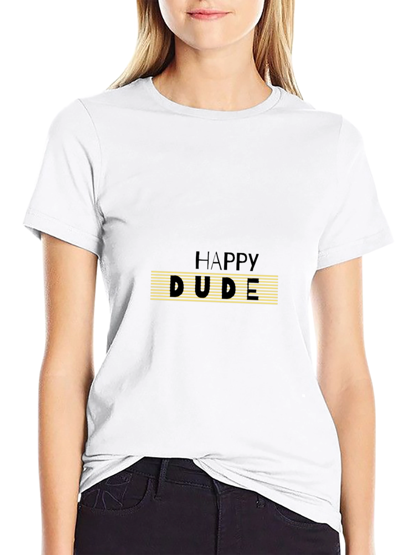 Happy Dude Graphic Print Black T-Shirt
