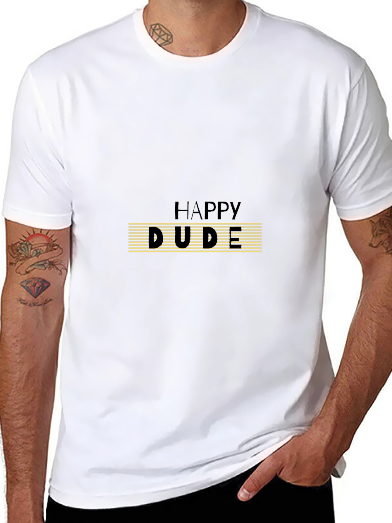 Happy Dude Graphic Print Black T-Shirt