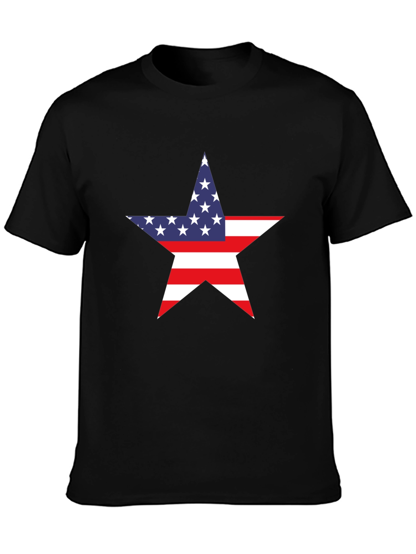 American Flag Star Graphic Tee - Black