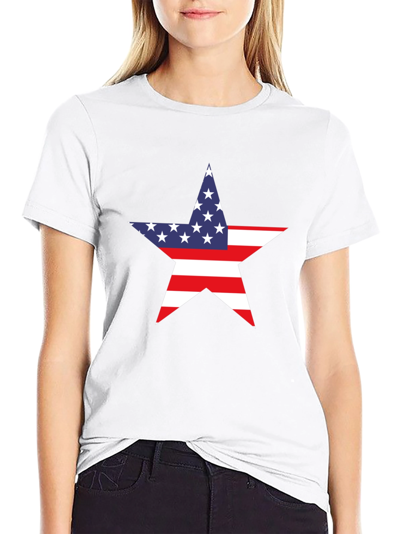 American Flag Star Graphic Tee - Black