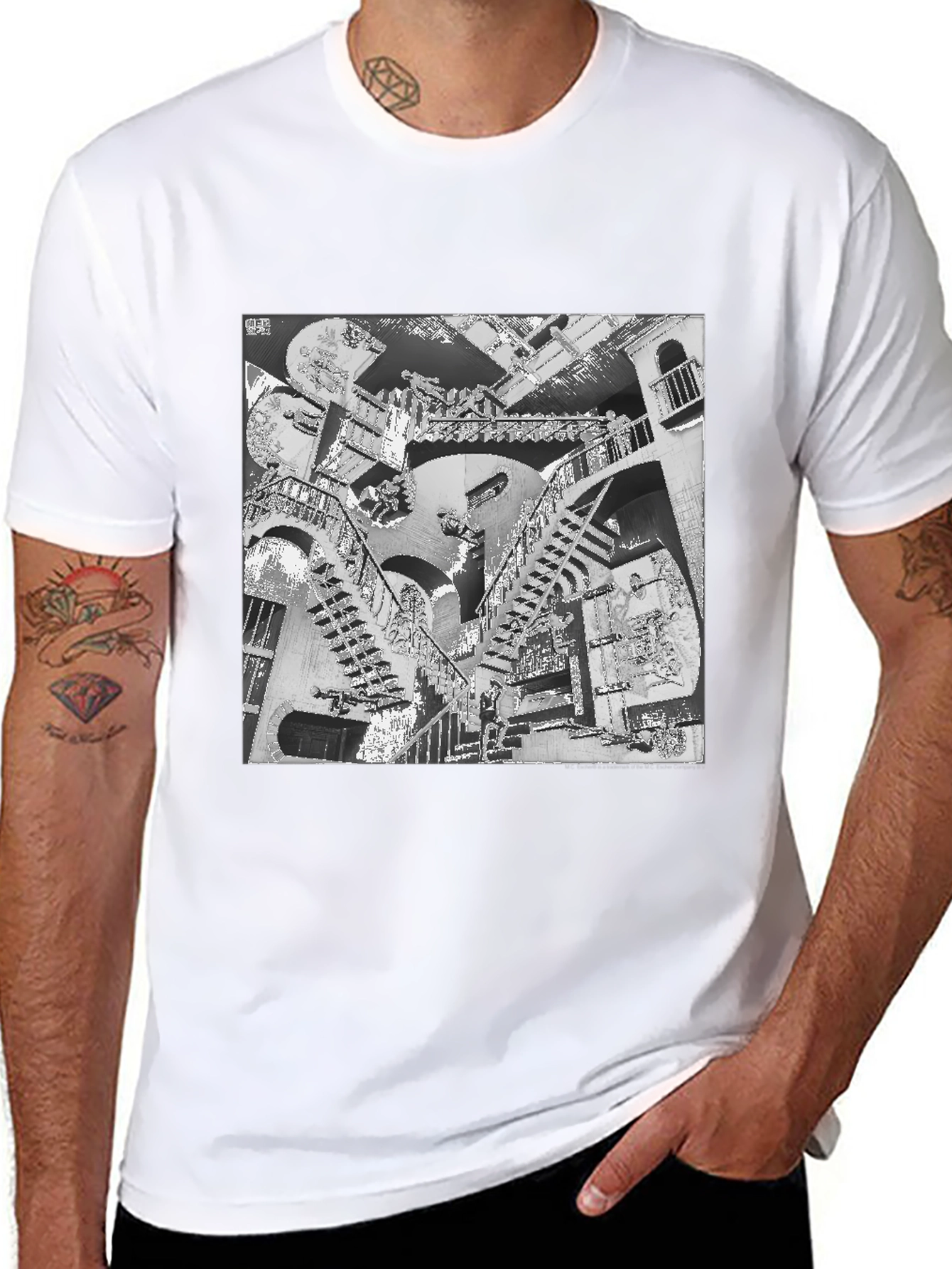 Escher Stairs Black Graphic Tee