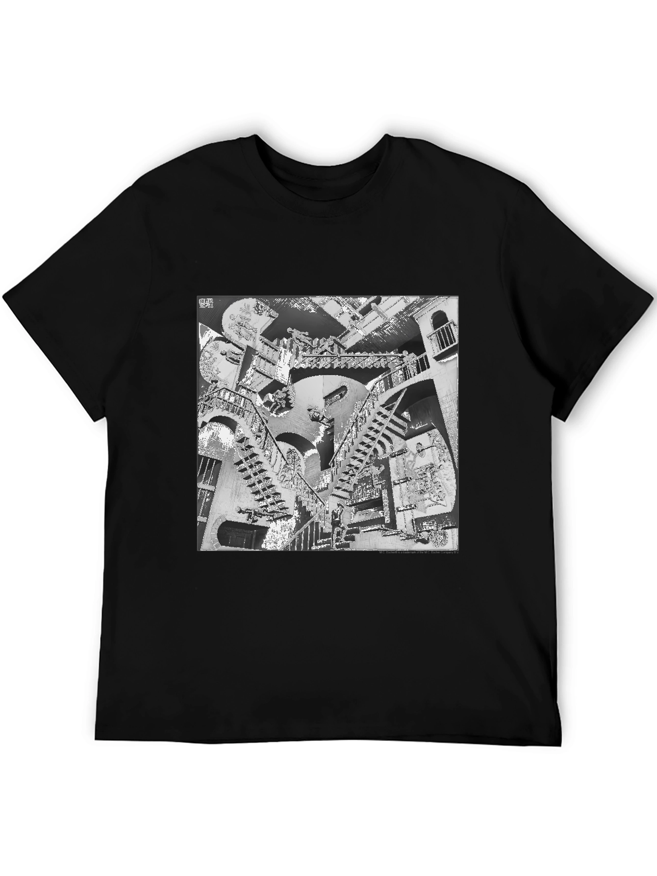 Escher Stairs Black Graphic Tee