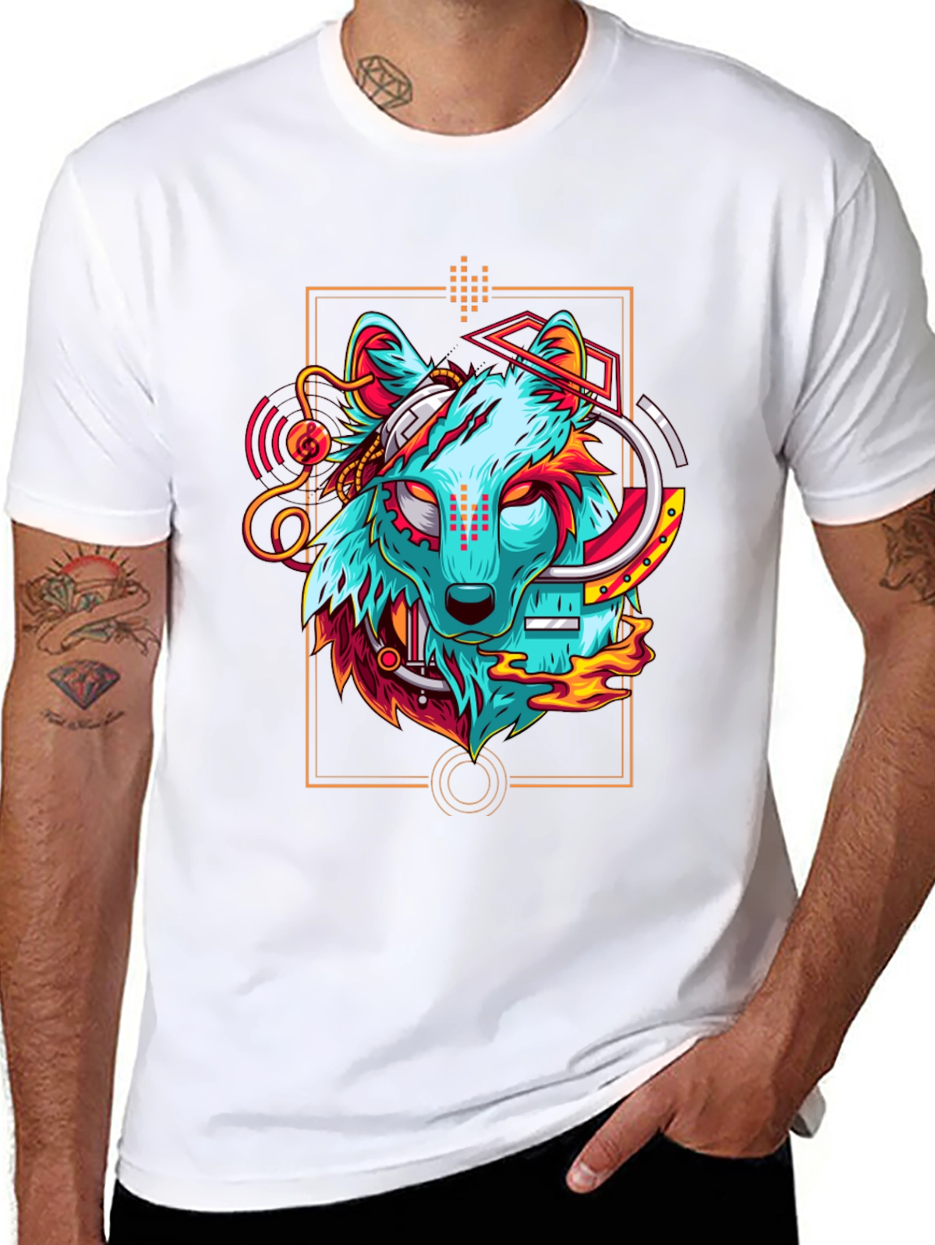Cyberpunk Wolf Graphic T-Shirt - Cool Animal Tee