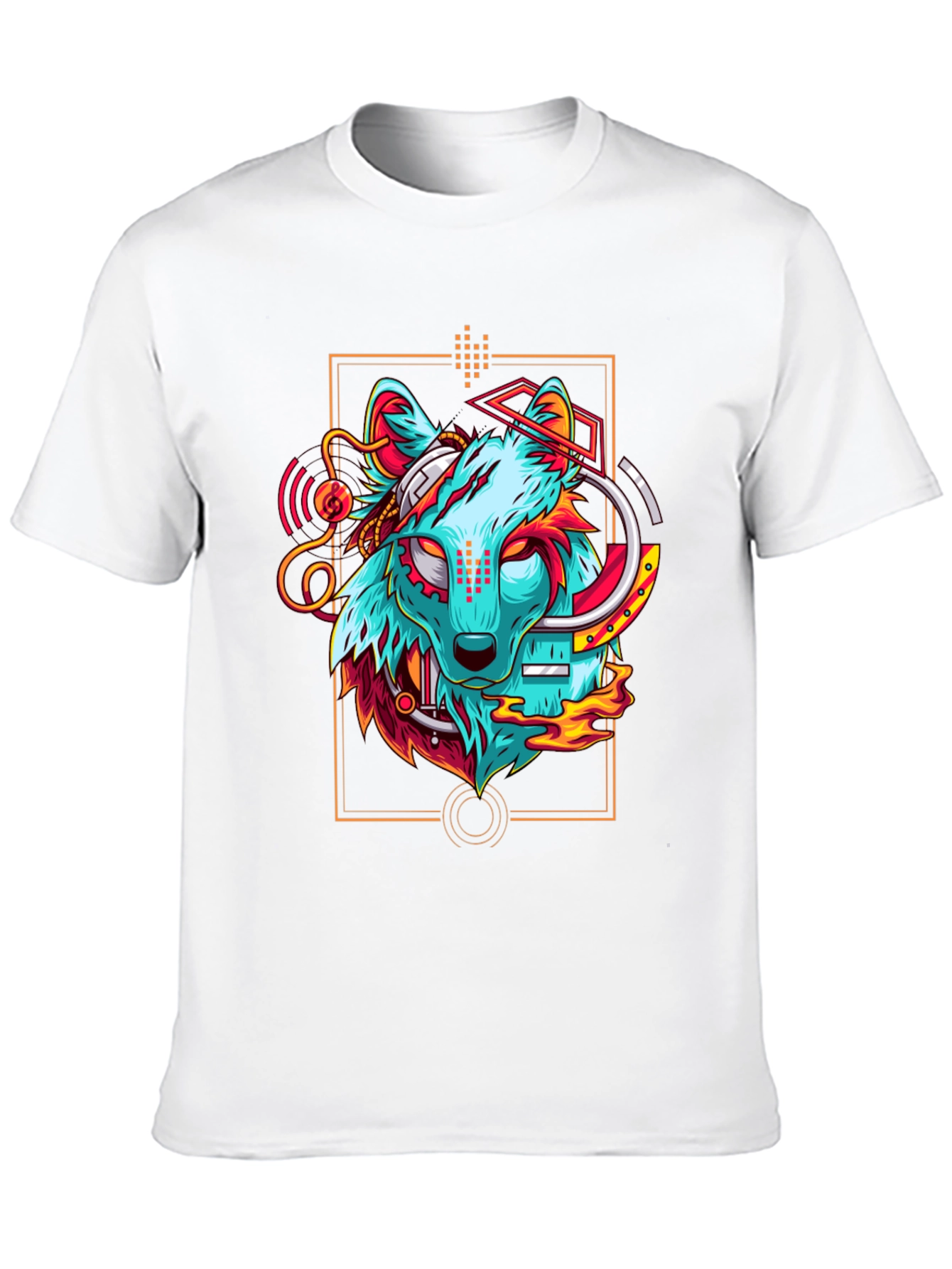 Cyberpunk Wolf Graphic T-Shirt - Cool Animal Tee