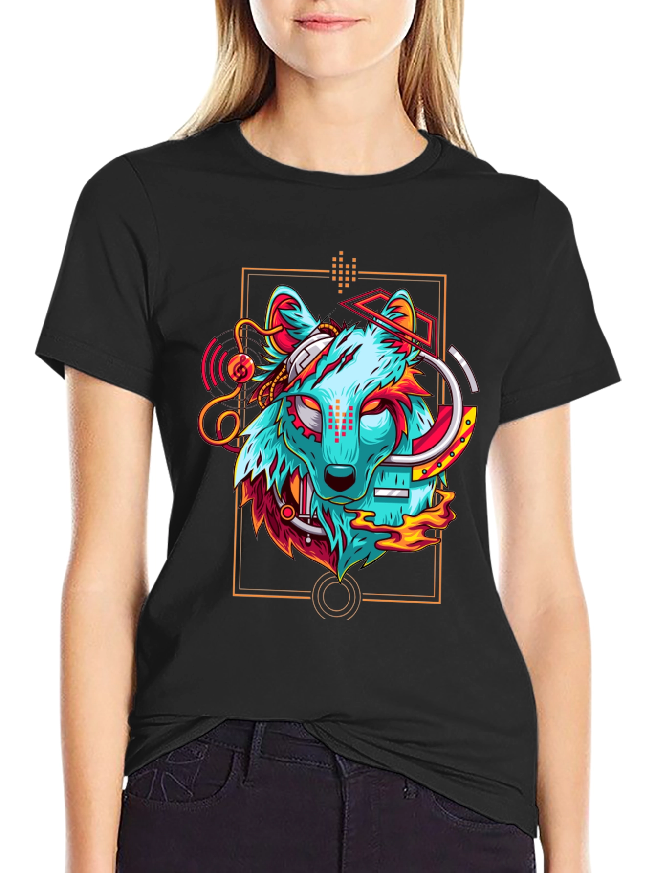 Cyberpunk Wolf Graphic T-Shirt - Cool Animal Tee