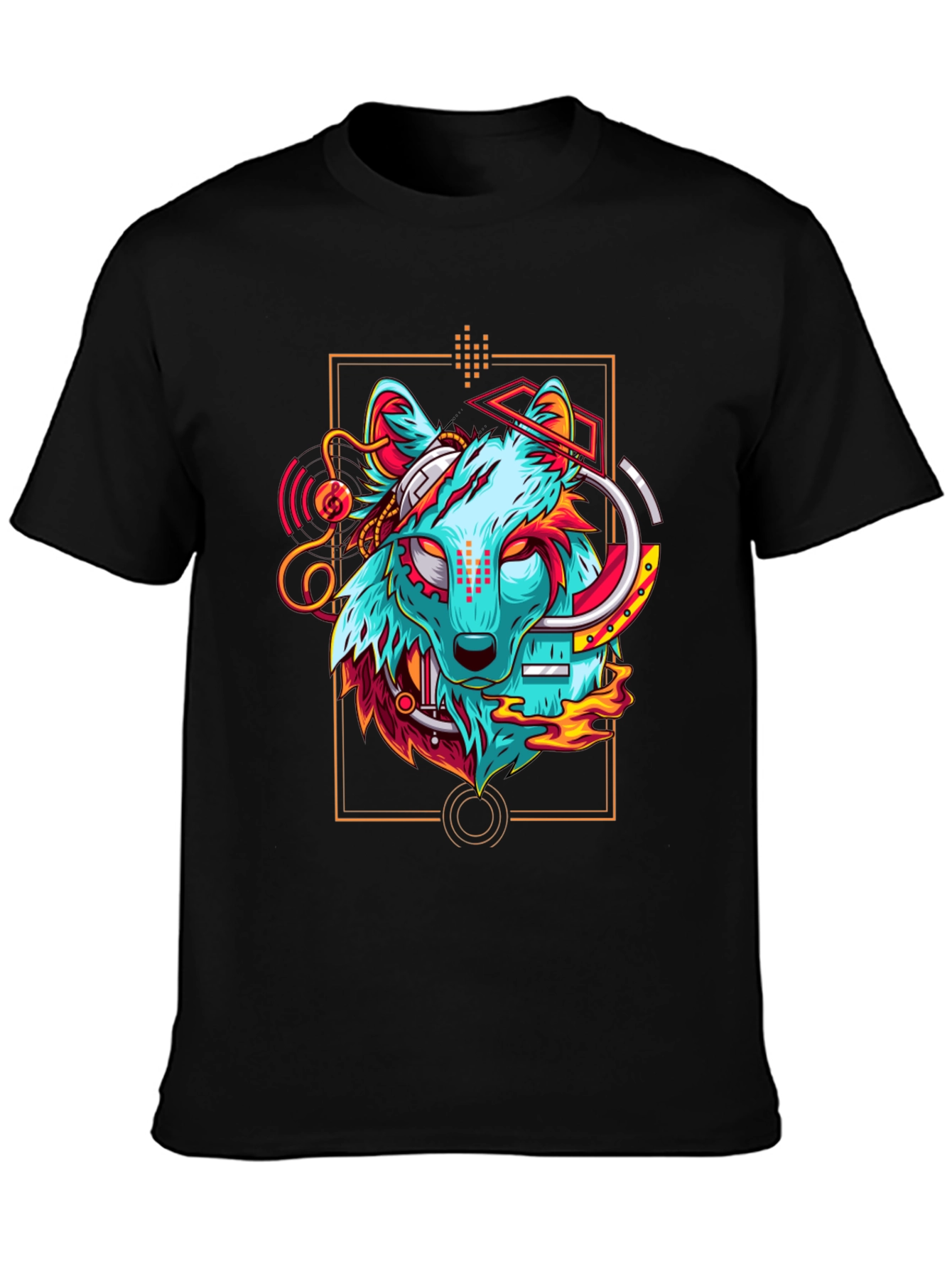 Cyberpunk Wolf Graphic T-Shirt - Cool Animal Tee