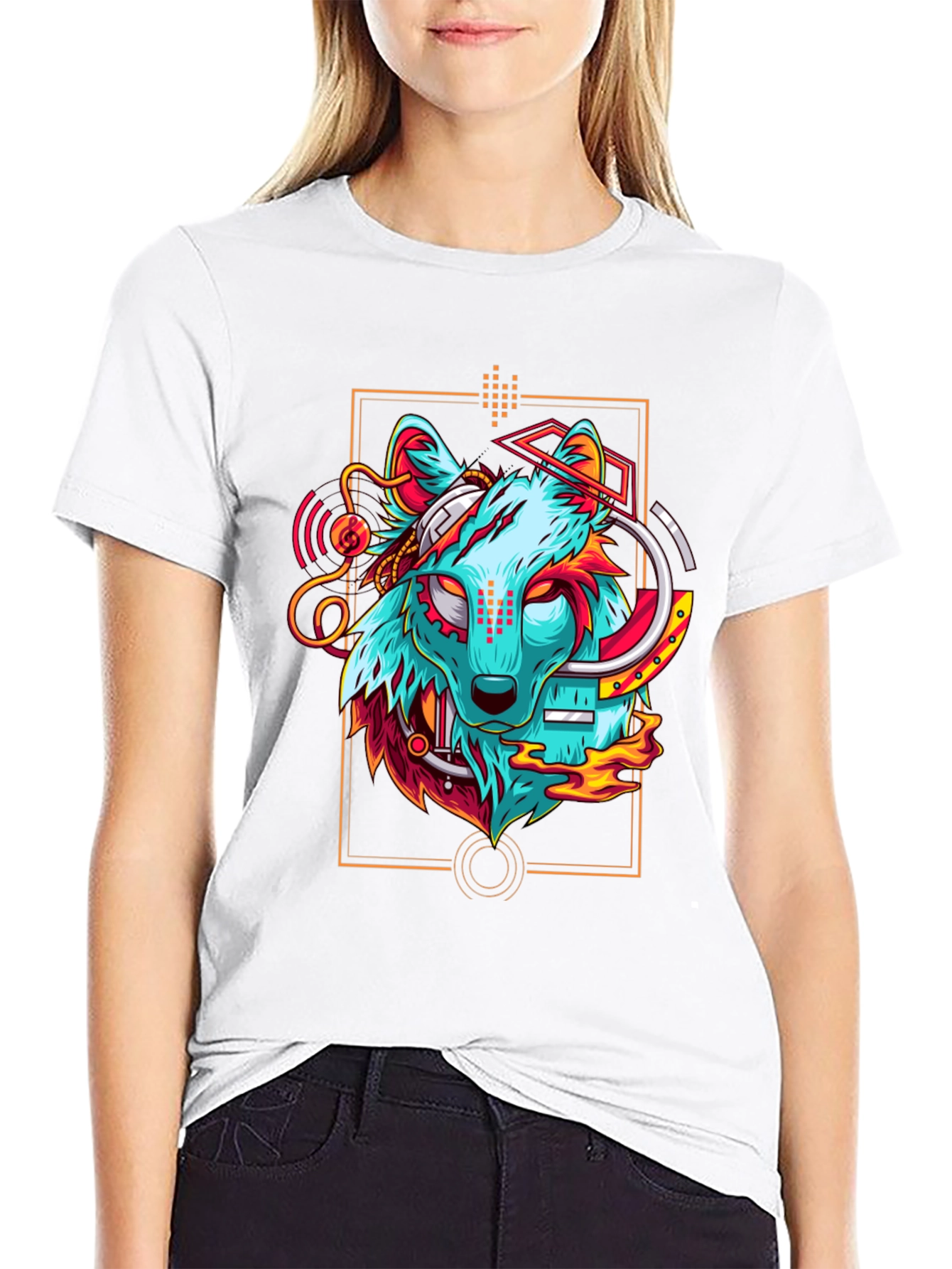 Cyberpunk Wolf Graphic T-Shirt - Cool Animal Tee