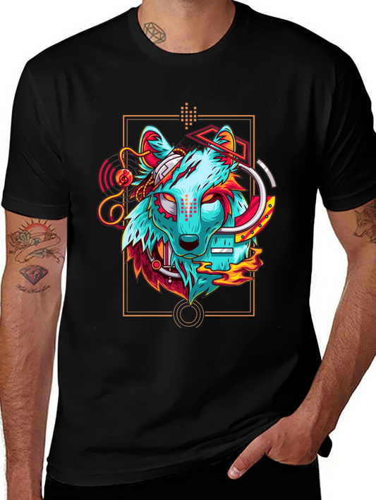 Cyberpunk Wolf Graphic T-Shirt - Cool Animal Tee