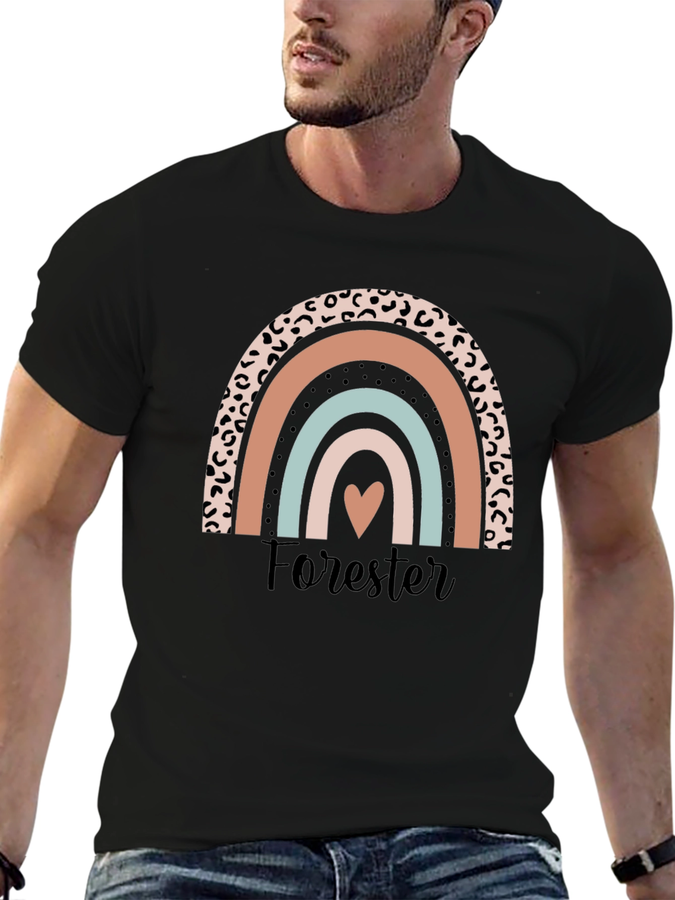 Forester Rainbow Heart Graphic Tee - Black