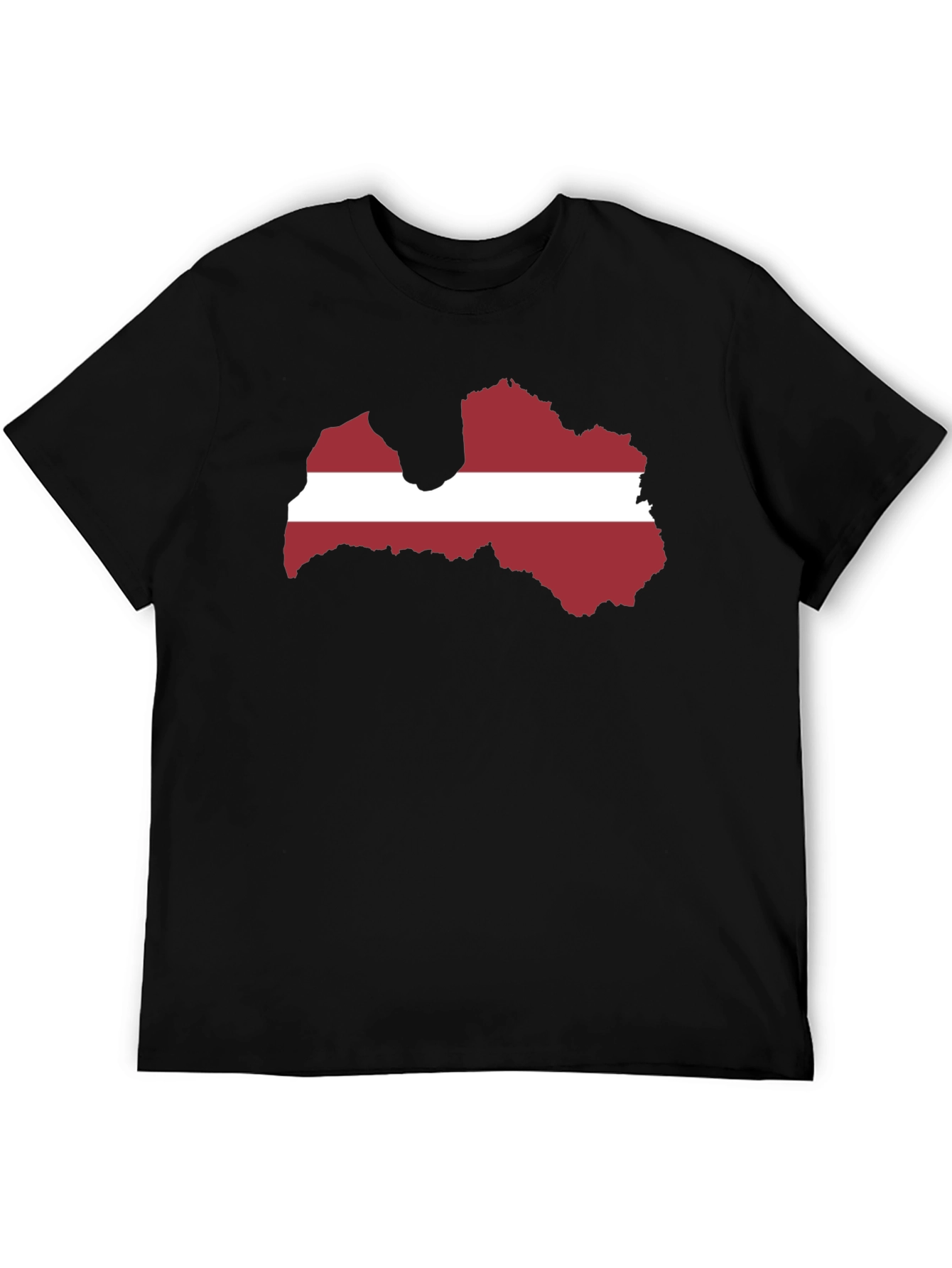 Latvia Flag Map Graphic Tee - Black