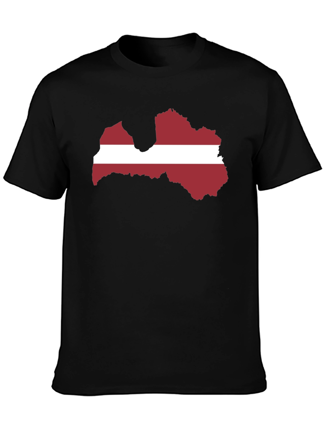 Latvia Flag Map Graphic Tee - Black