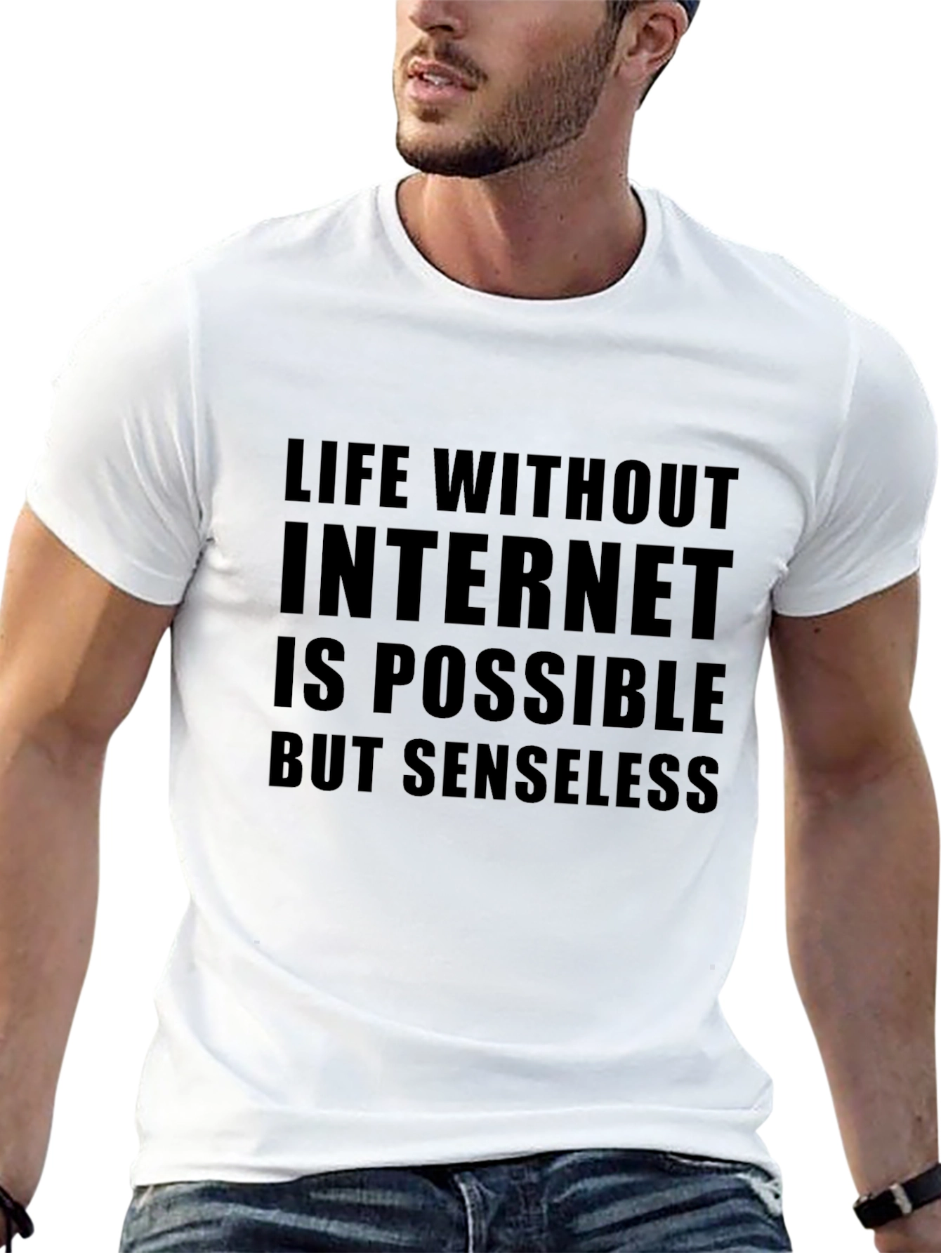 Life Without Internet Slogan Tee