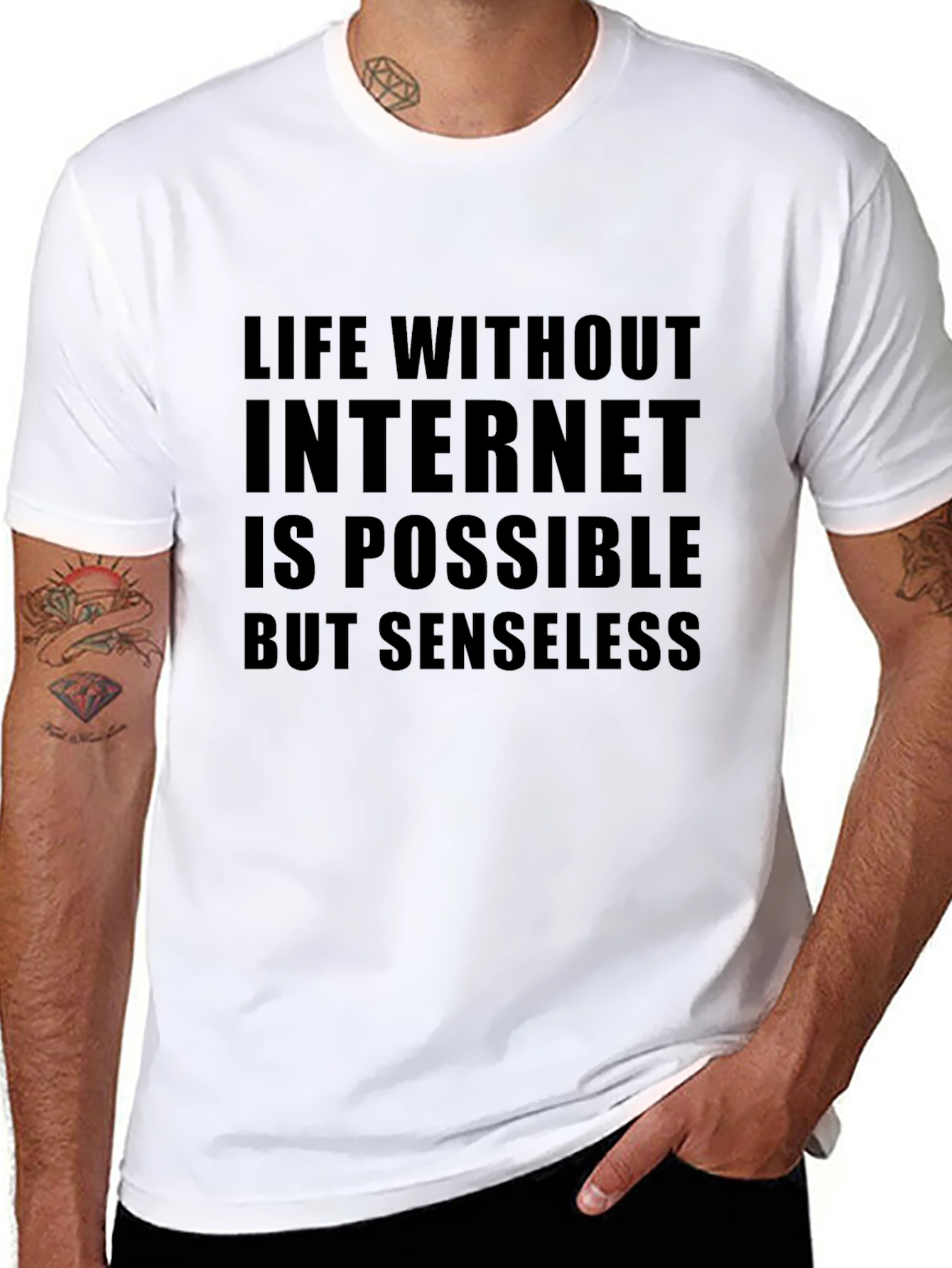 Life Without Internet Slogan Tee