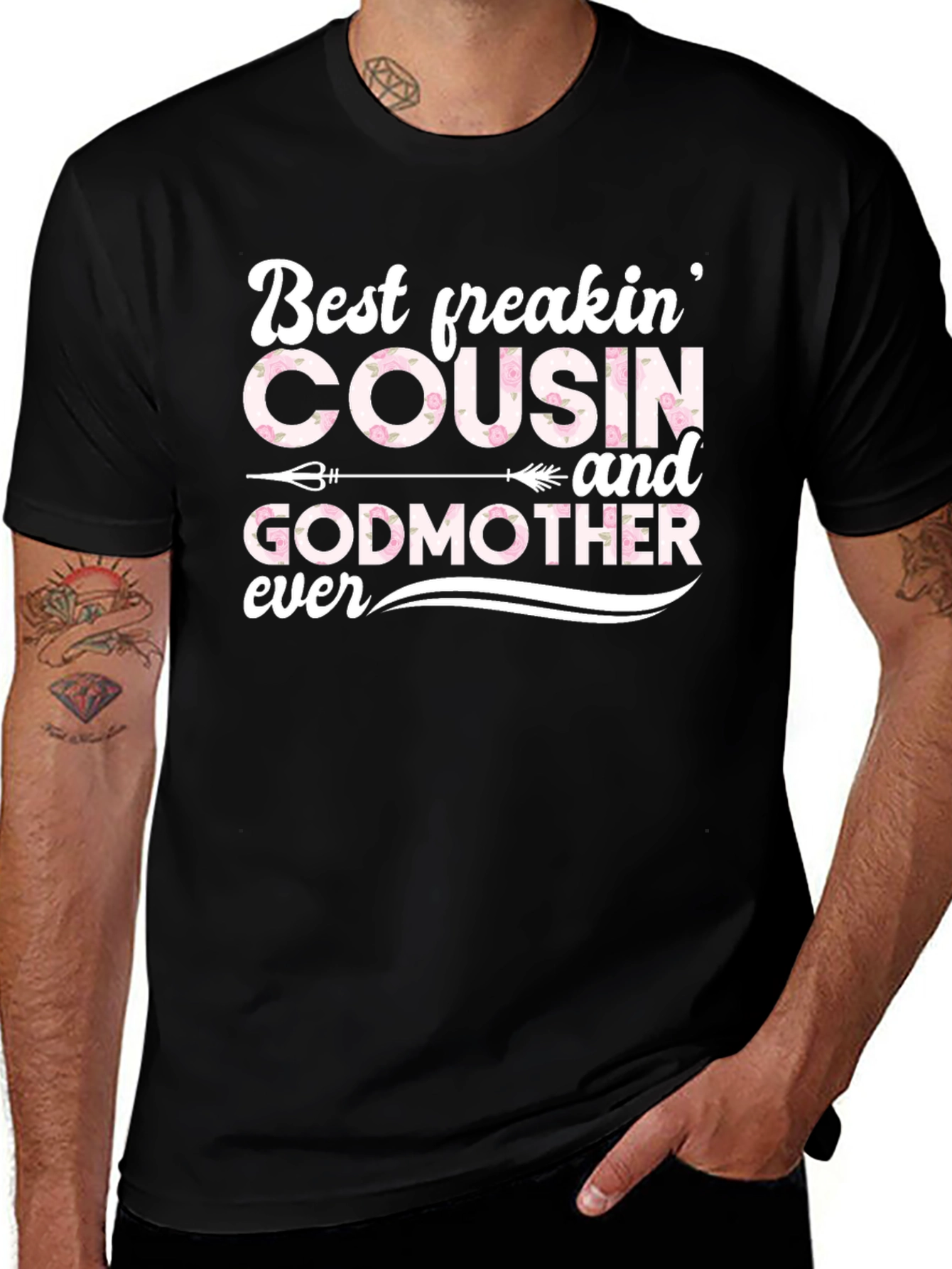 Best Cousin and Godmother Ever Black T-Shirt