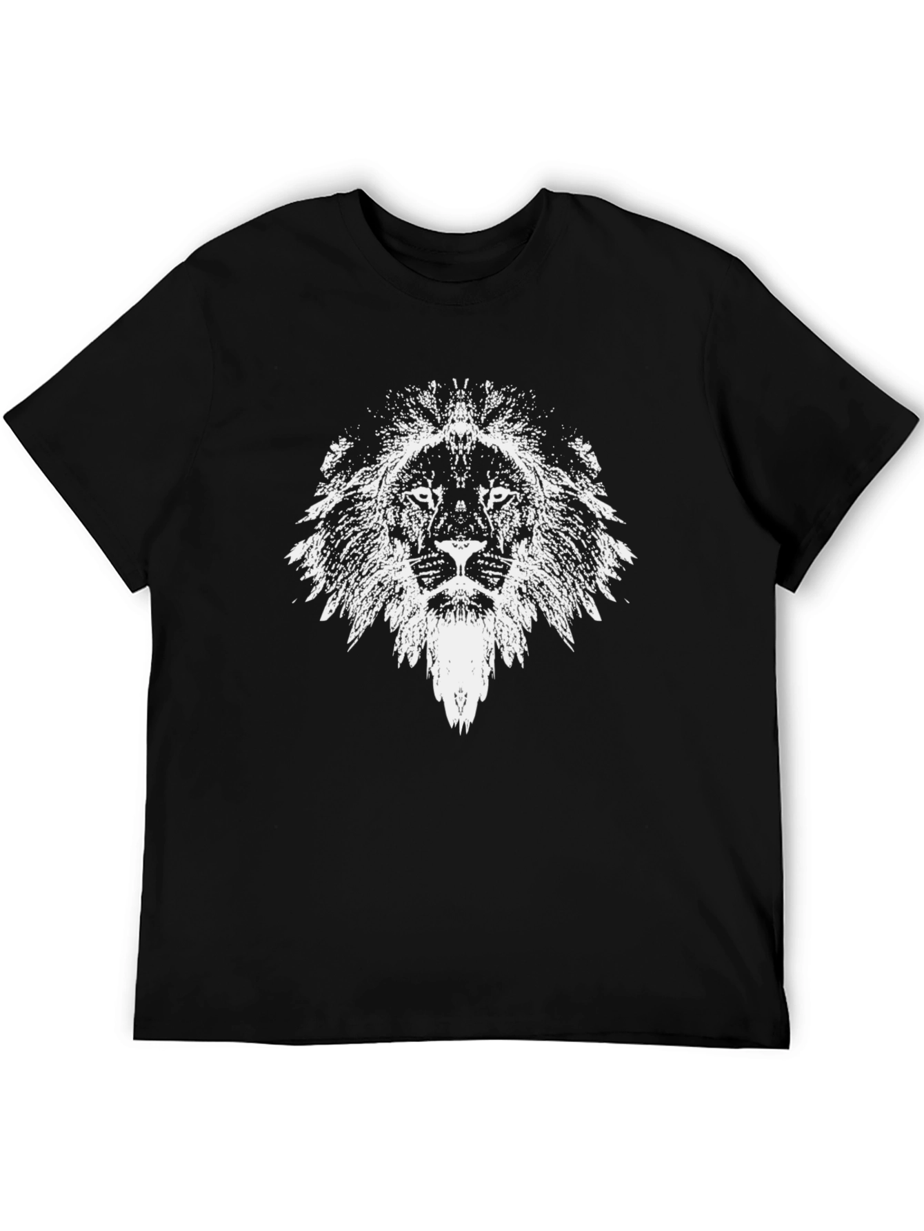Lion Head Graphic Print Black T-Shirt