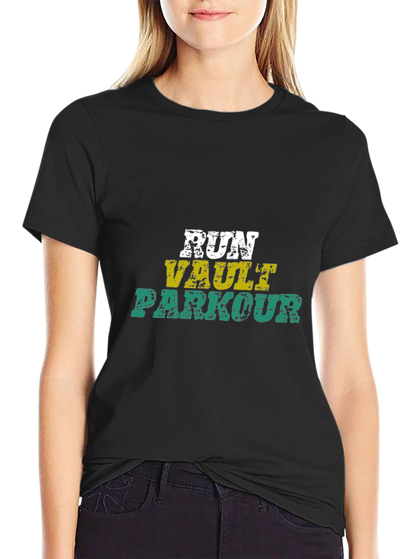 Run Vault Parkour Black Graphic Tee