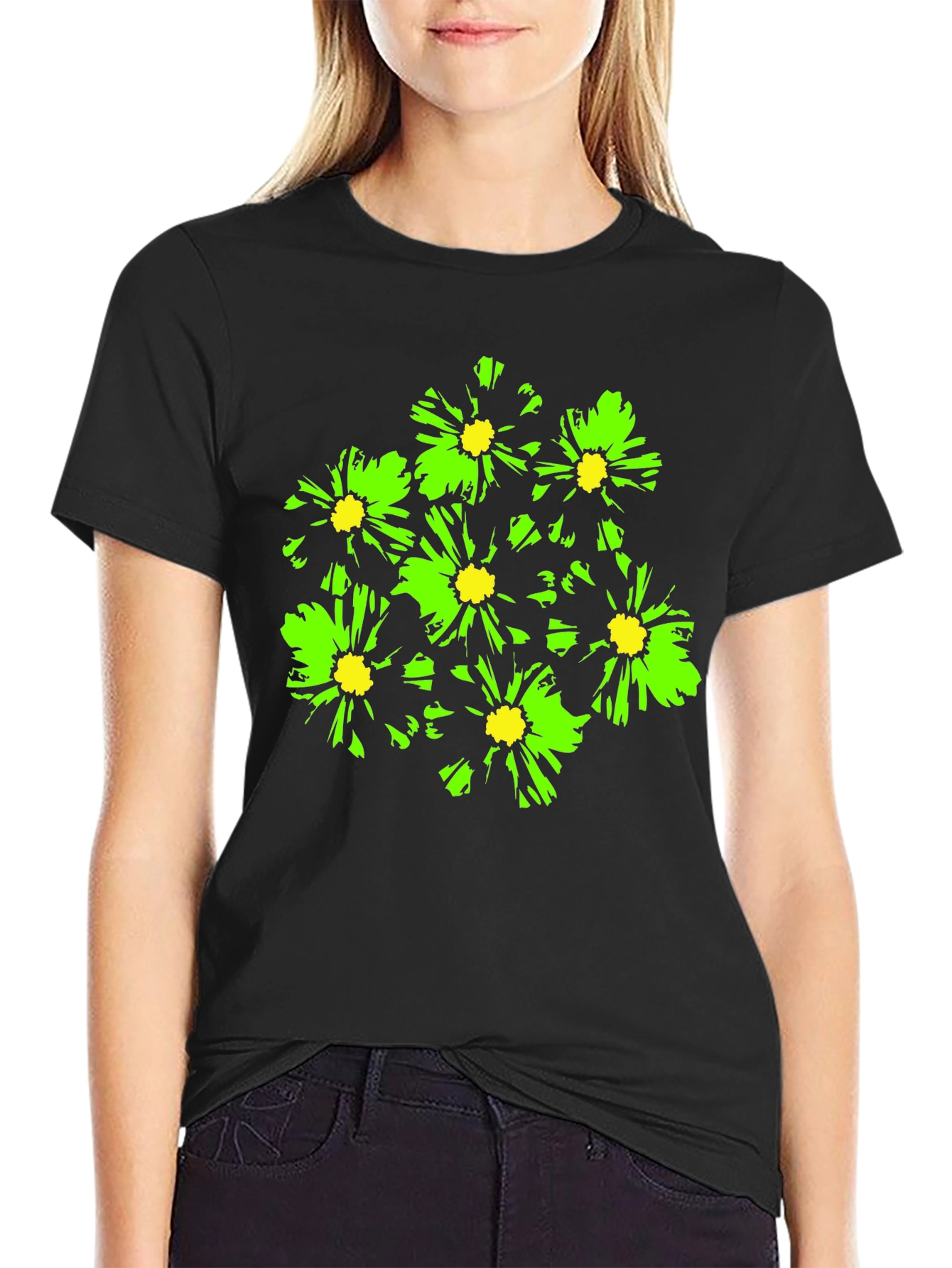 Bold Floral Graphic T-Shirt - Black