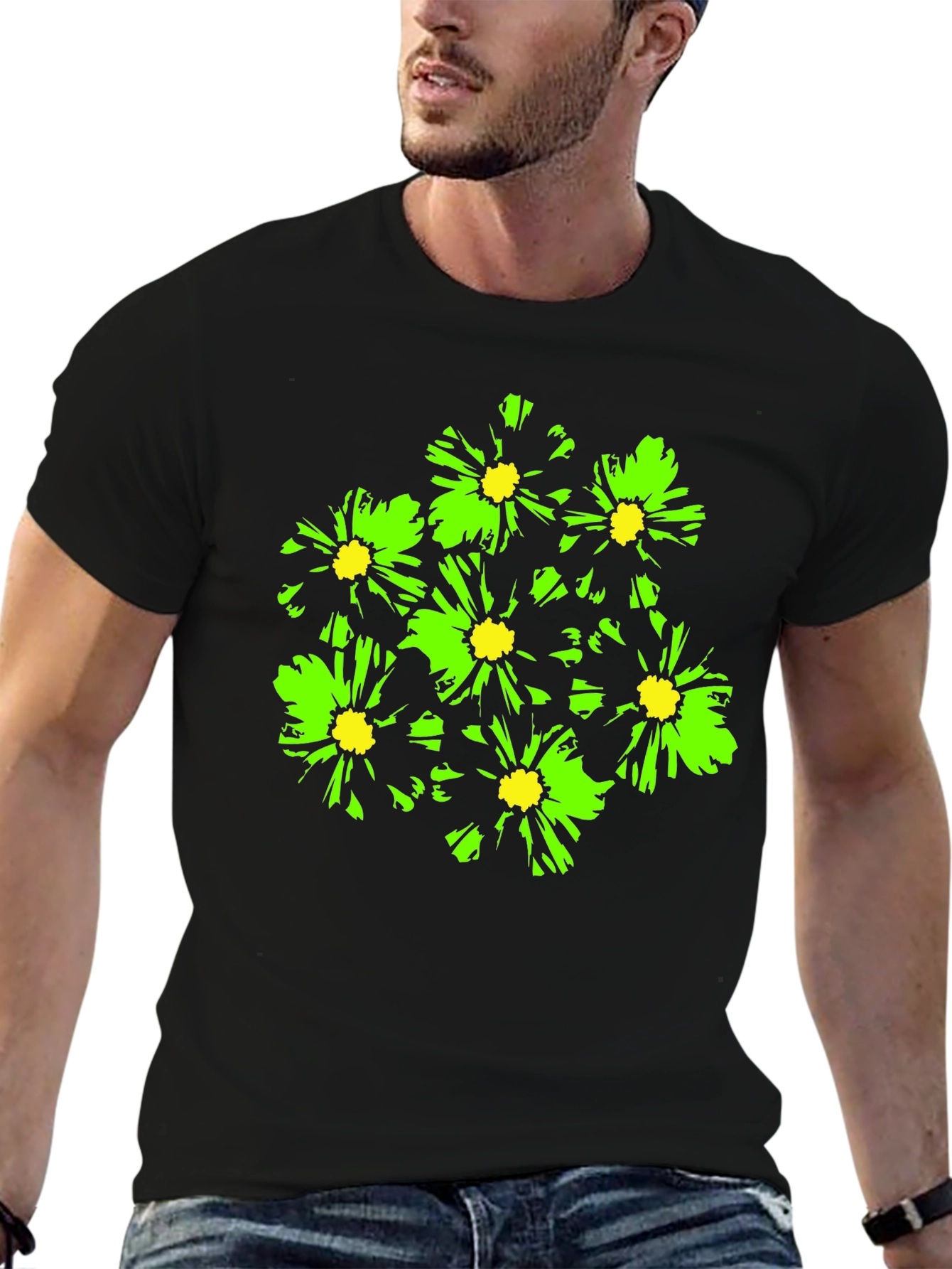 Bold Floral Graphic T-Shirt - Black