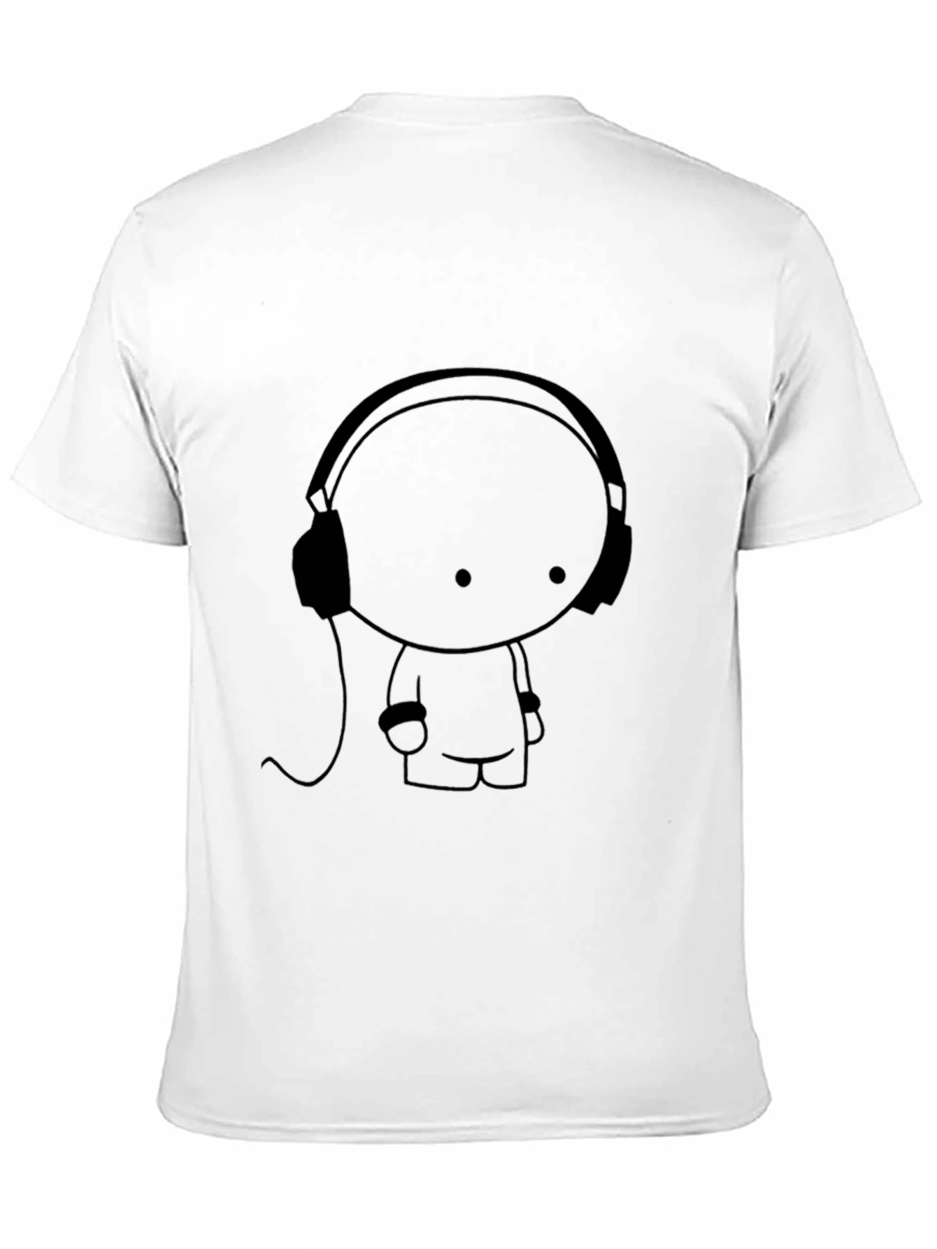 Headphones Cartoon Black T-Shirt