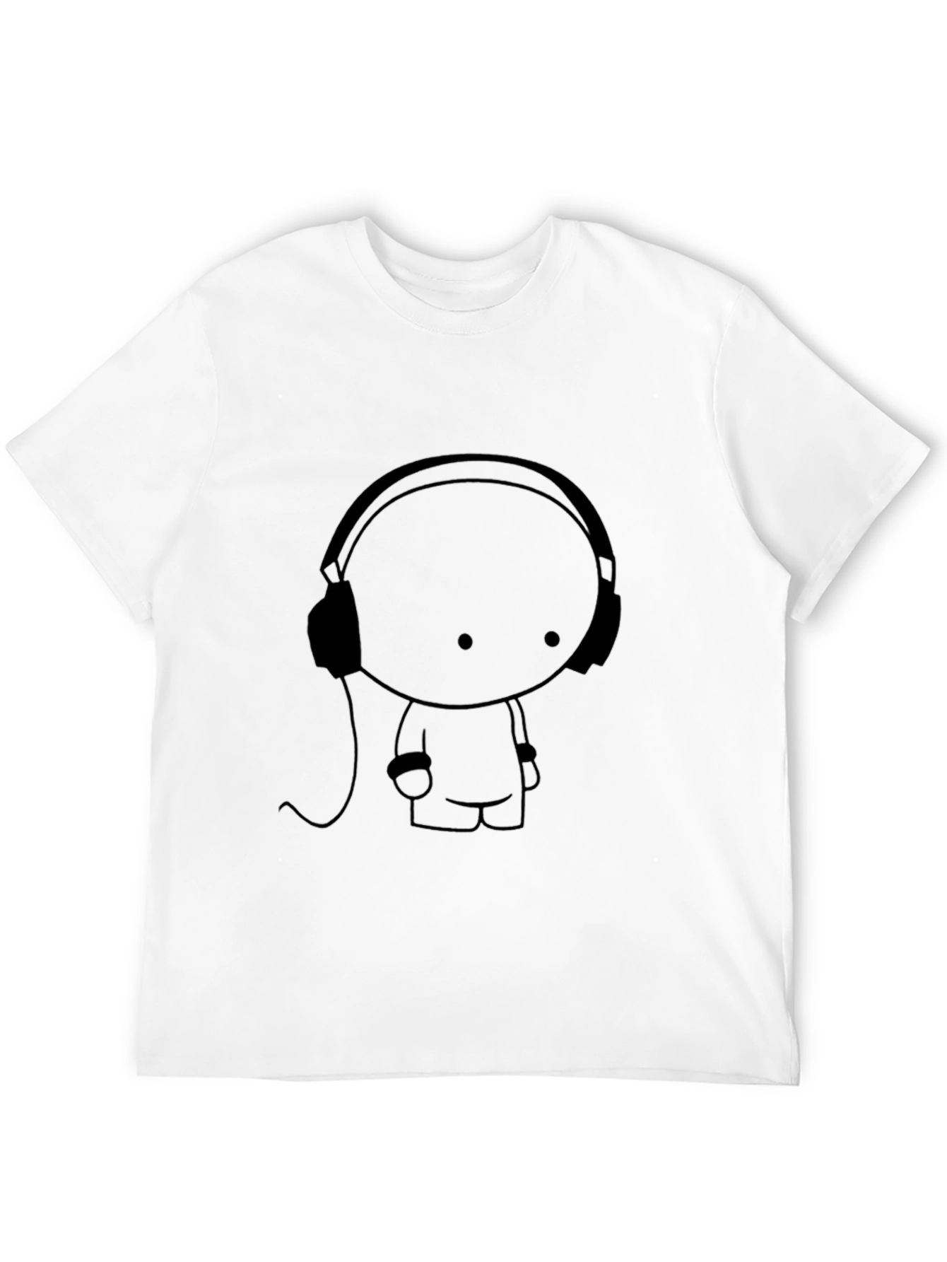 Headphones Cartoon Black T-Shirt