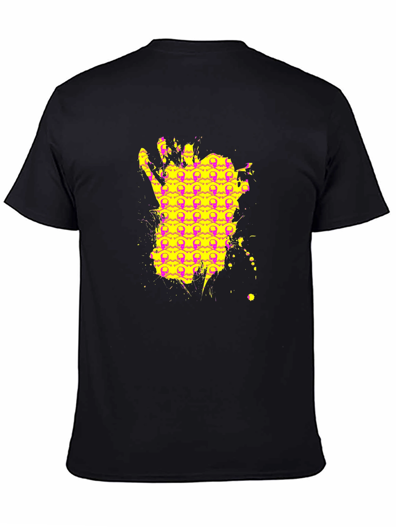 Skull Hand Graphic Tee - Black Cotton Shirt