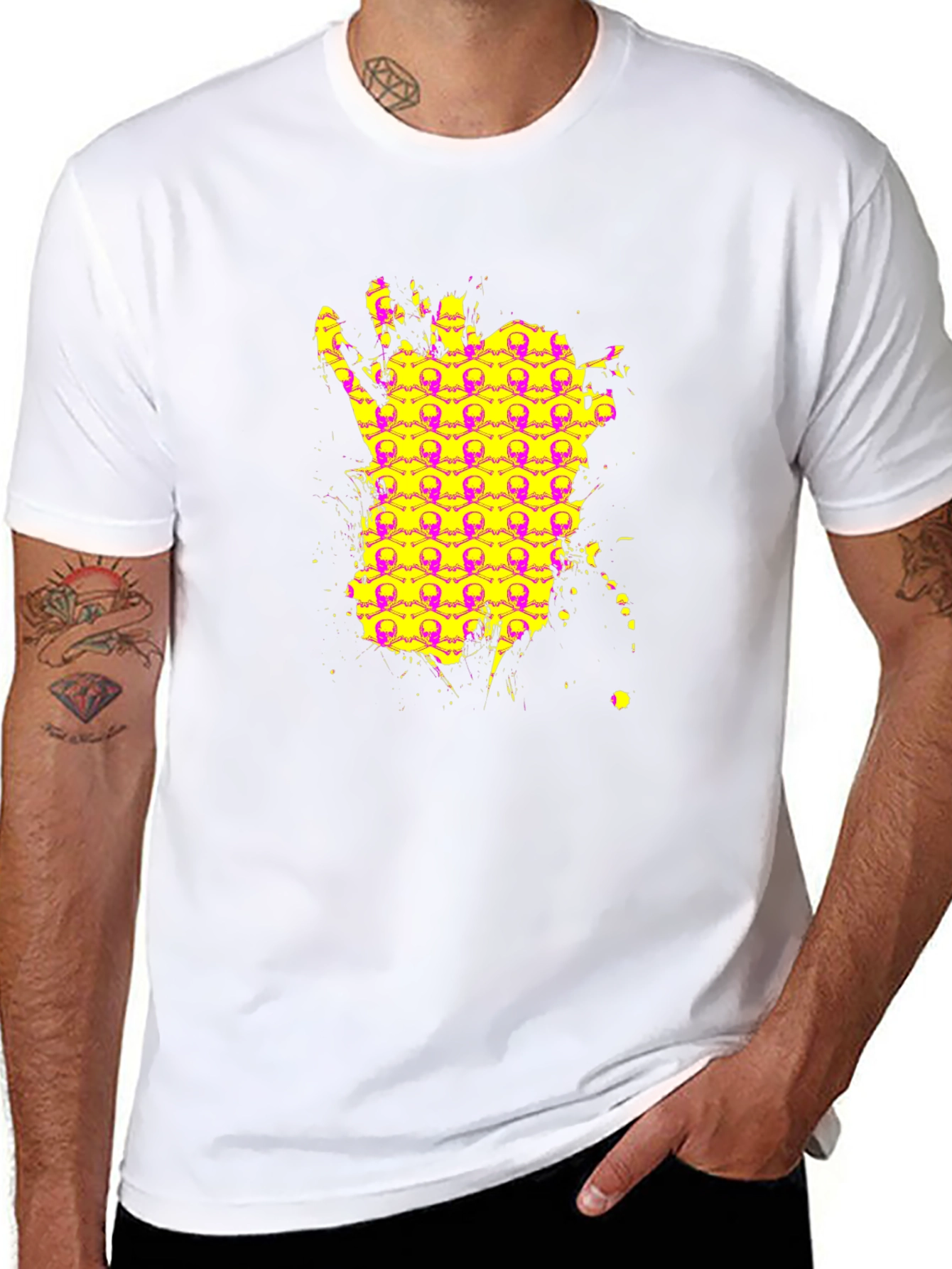 Skull Hand Graphic Tee - Black Cotton Shirt