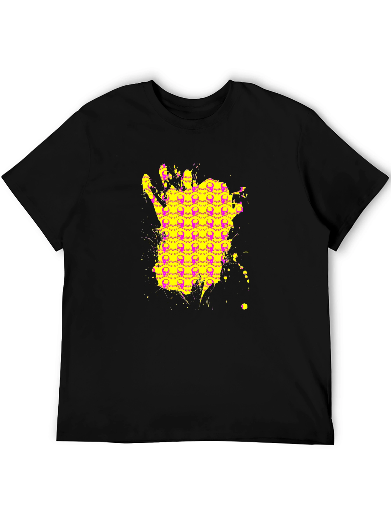 Skull Hand Graphic Tee - Black Cotton Shirt