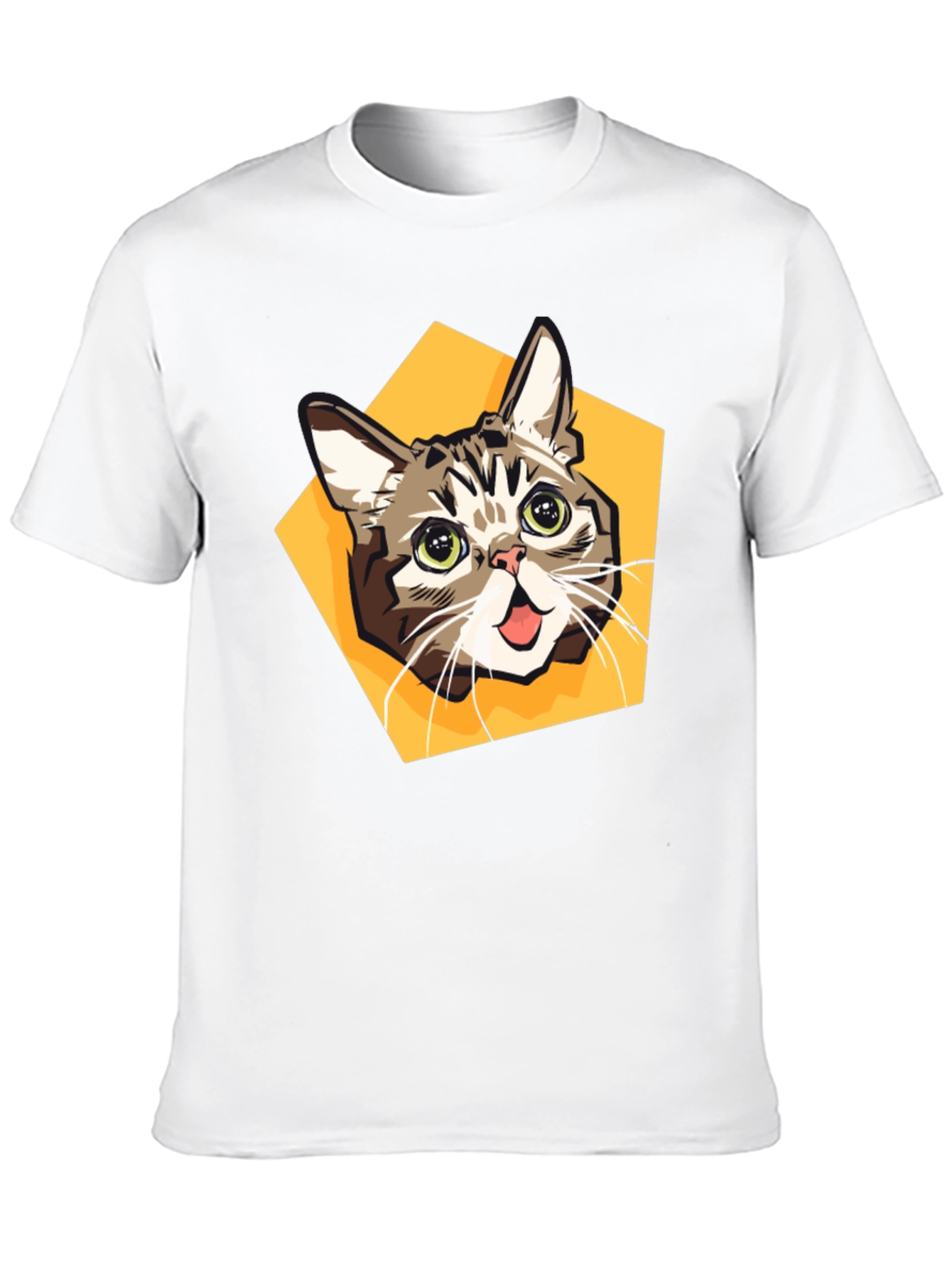 Cartoon Cat Graphic Tee - Black