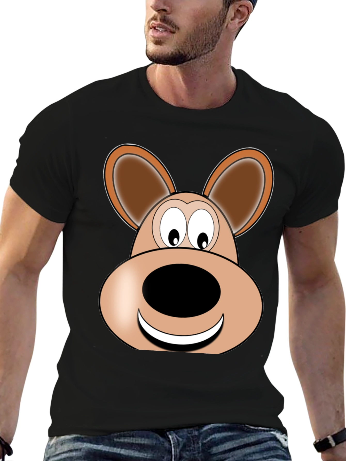 Cartoon Bear Graphic Tee - Unisex Black T-Shirt