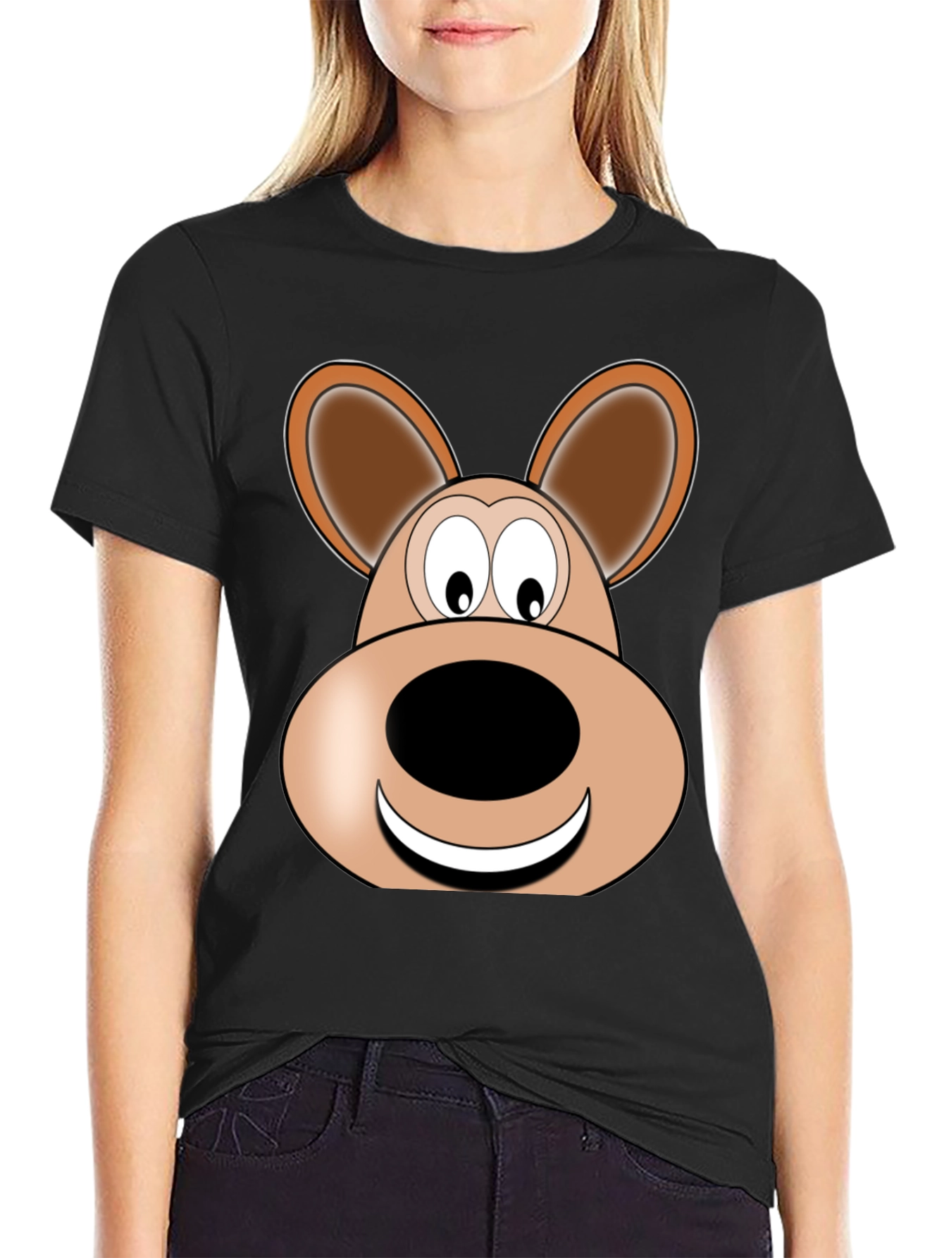 Cartoon Bear Graphic Tee - Unisex Black T-Shirt