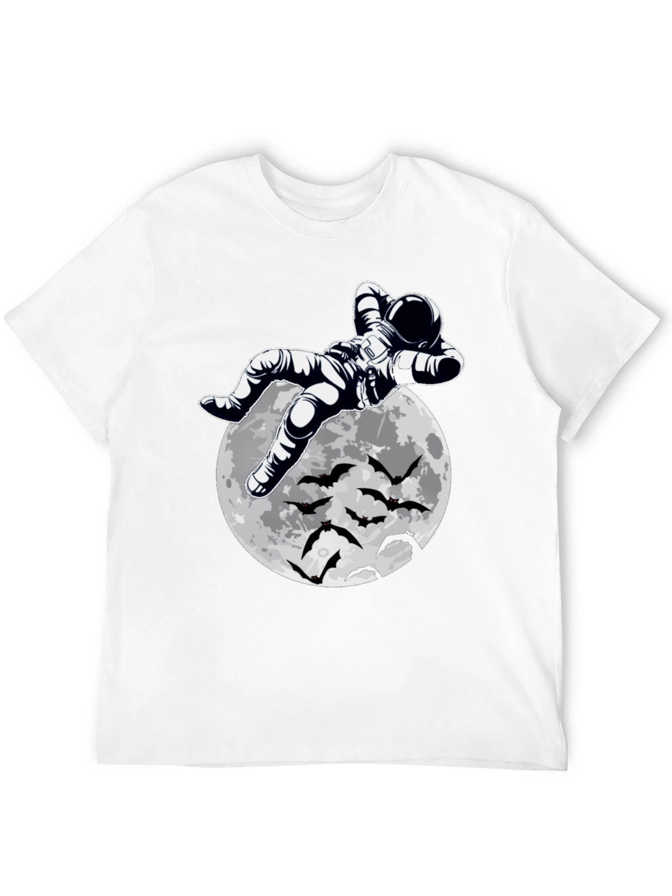 Astronaut Moon & Bats Graphic Print T-Shirt