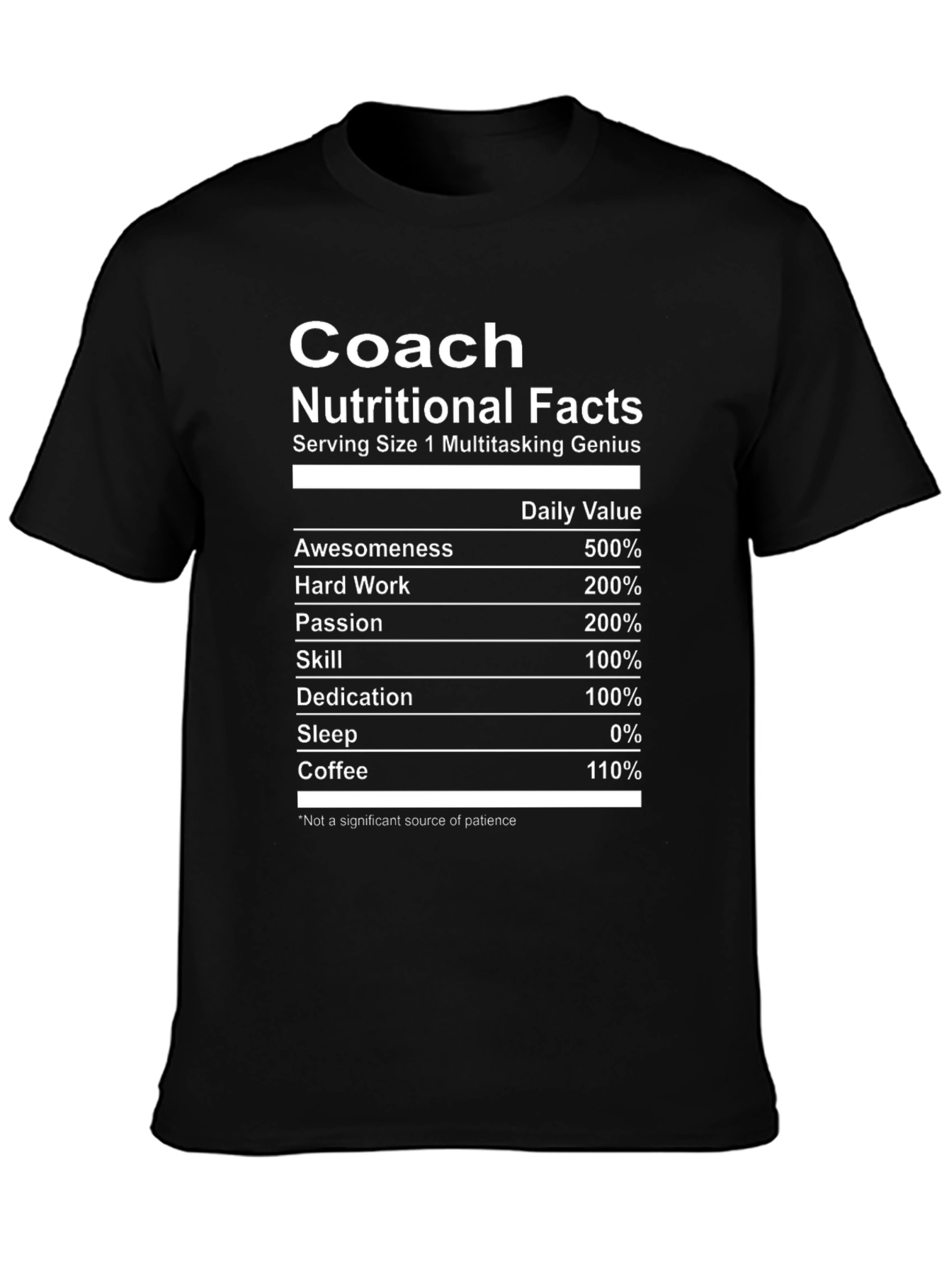 Coach Nutritional Facts T-Shirt - Multitasking Genius Tee