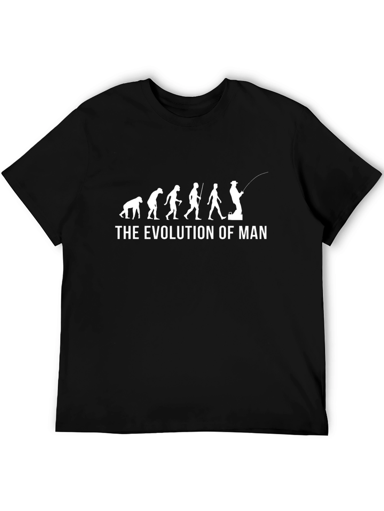 Evolution of Man Fishing T-Shirt - Black