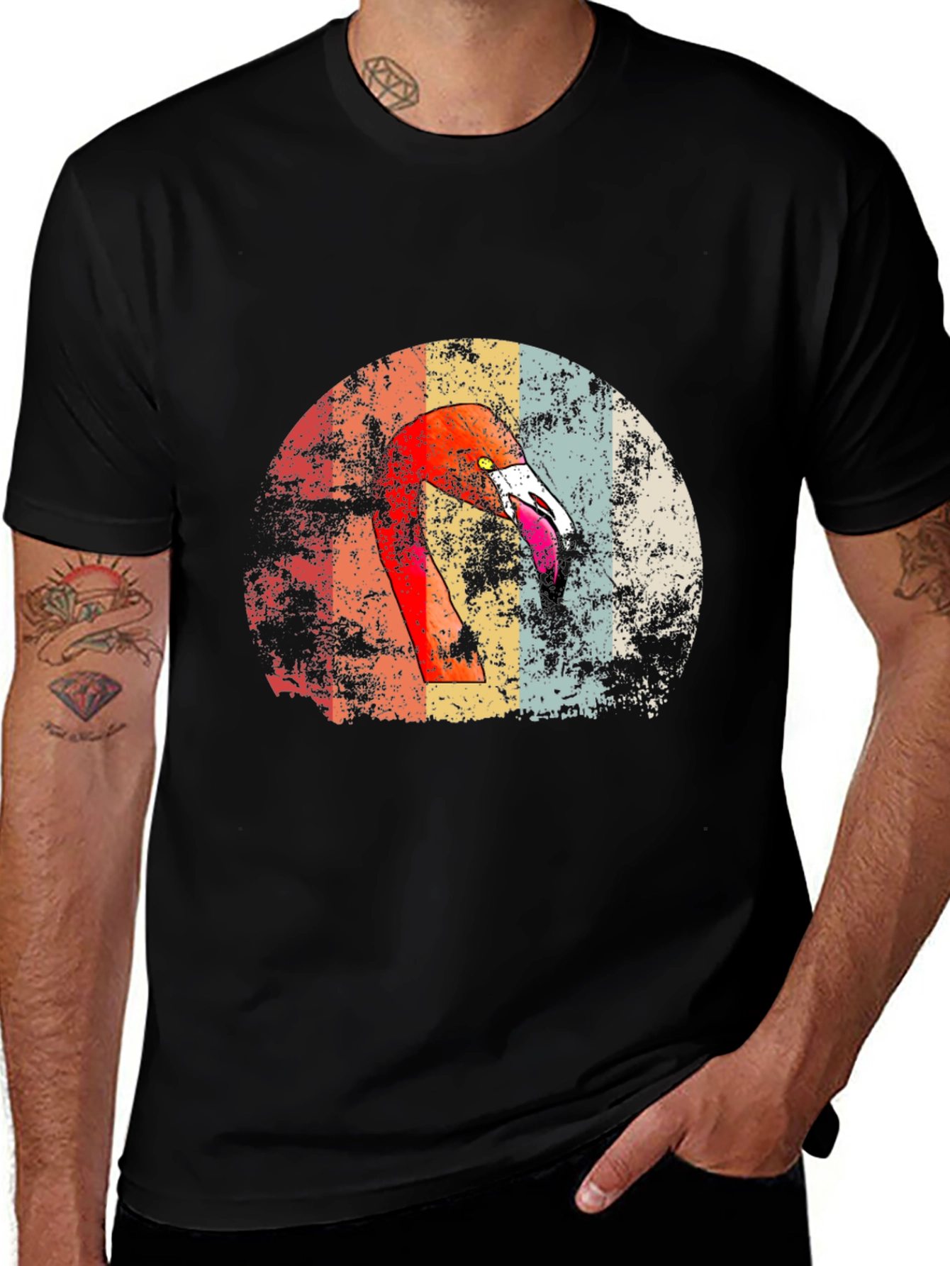 Retro Flamingo Graphic Print Tee