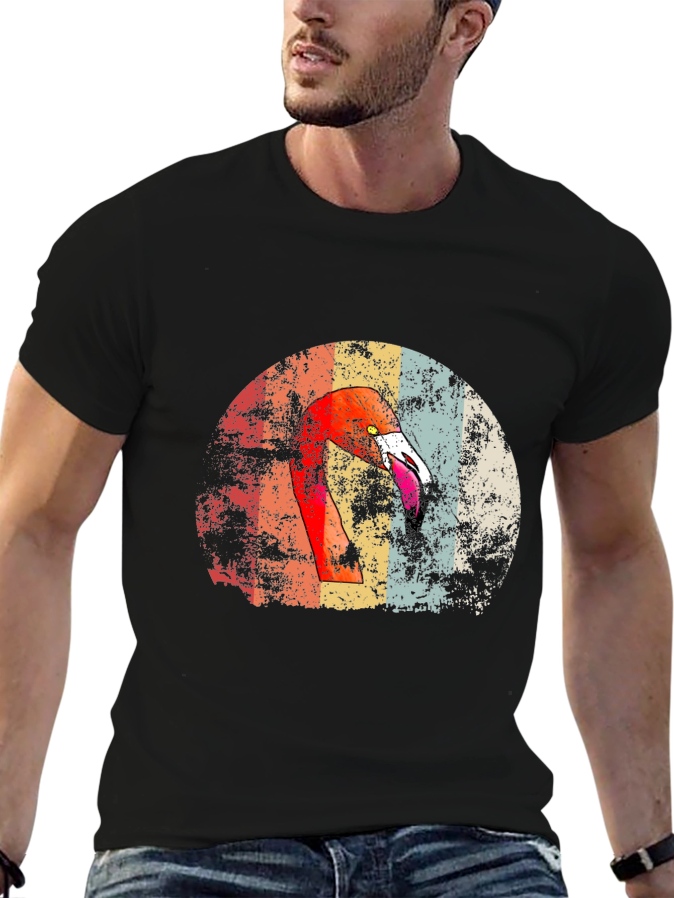 Retro Flamingo Graphic Print Tee