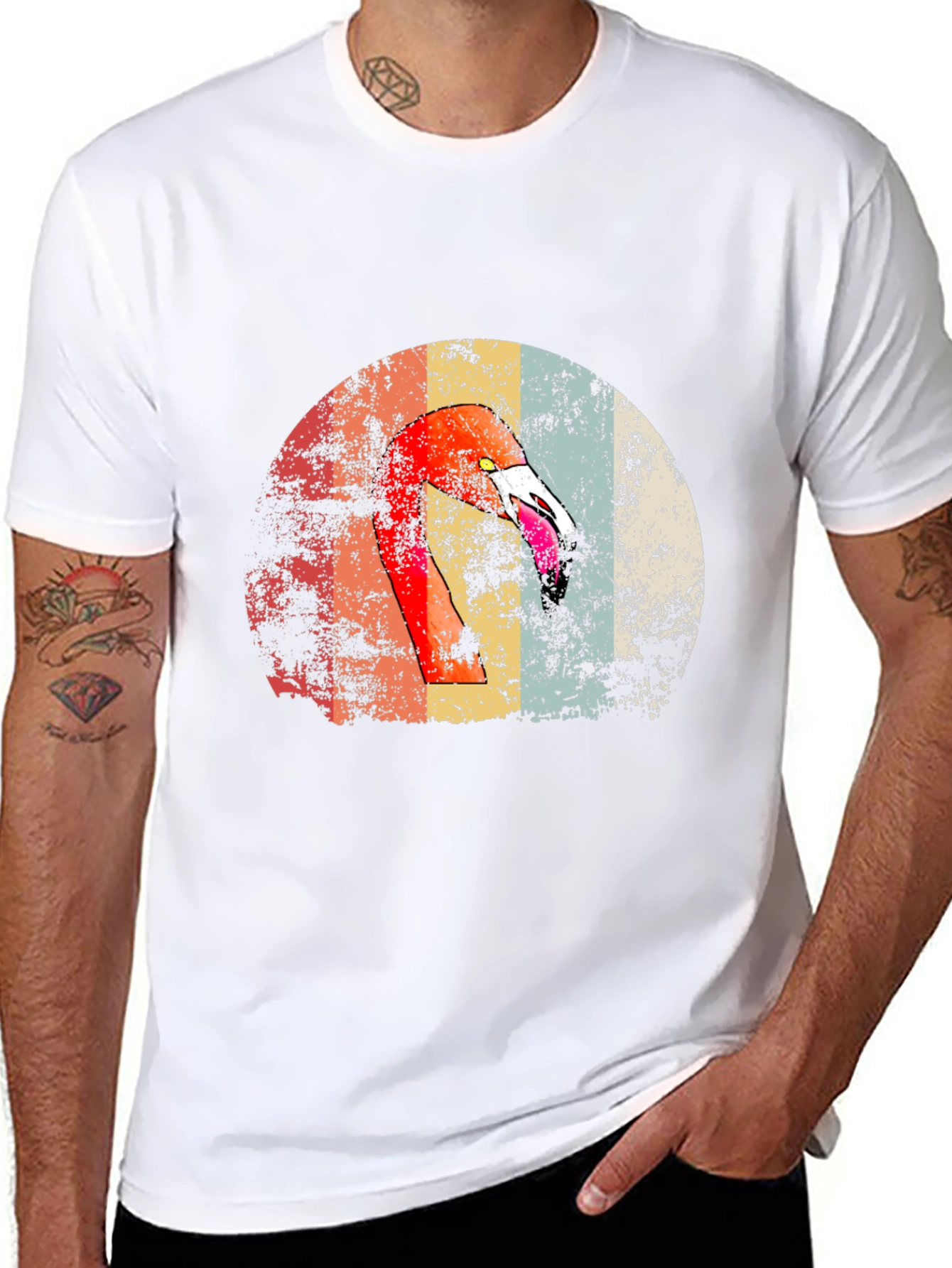 Retro Flamingo Graphic Print Tee