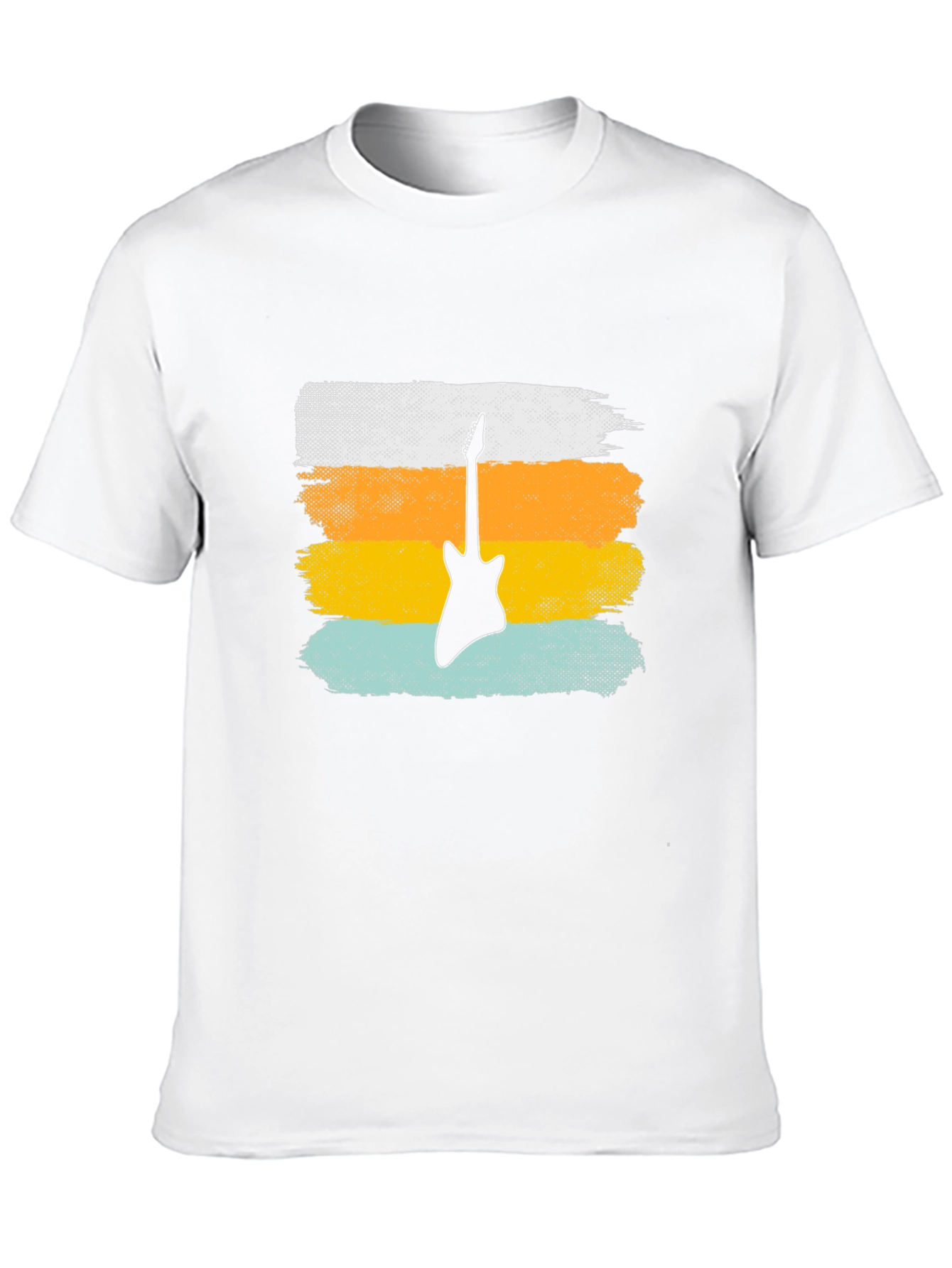 Retro Guitar Graphic Tee - Black Cotton T-Shirt