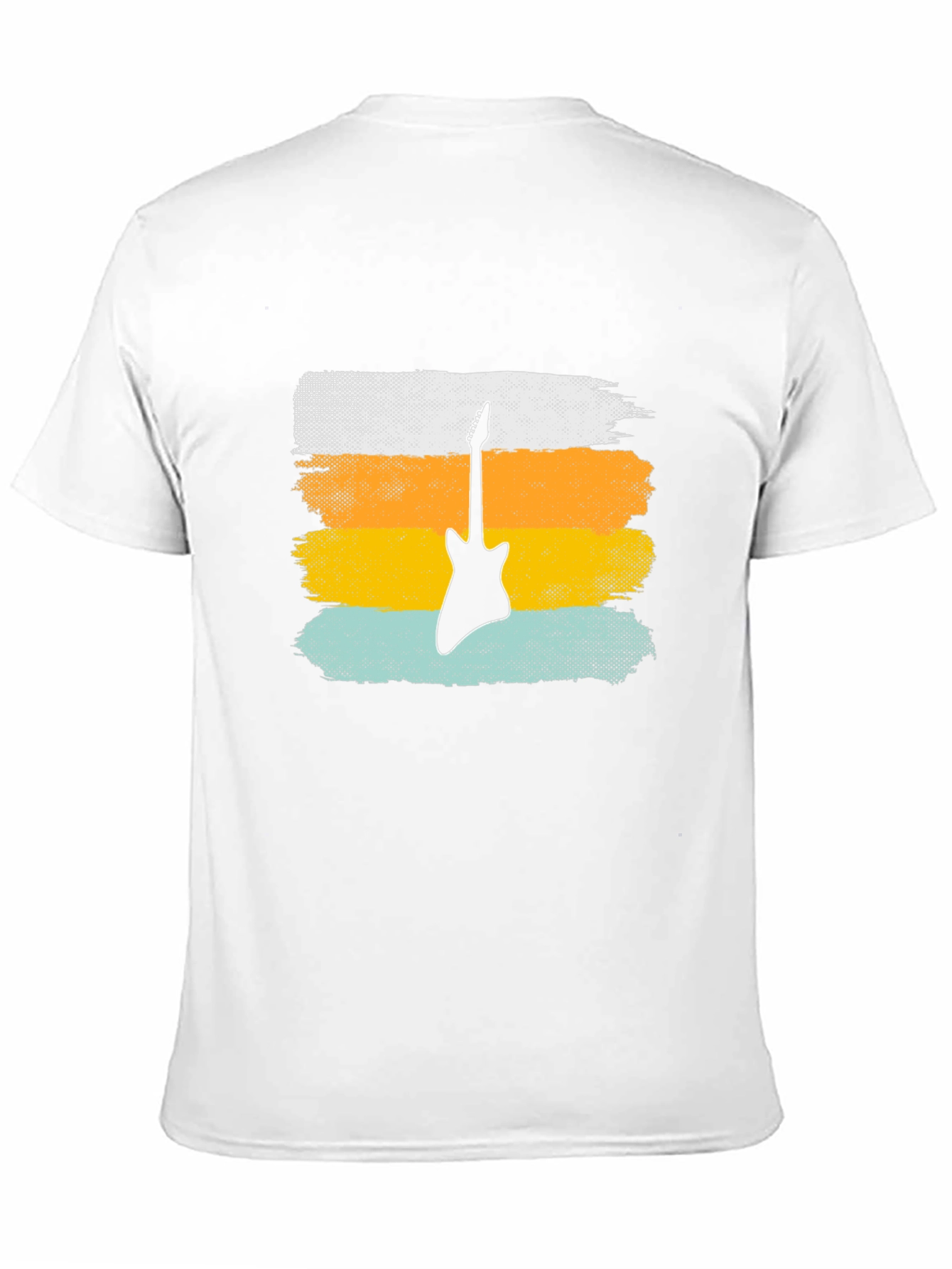 Retro Guitar Graphic Tee - Black Cotton T-Shirt