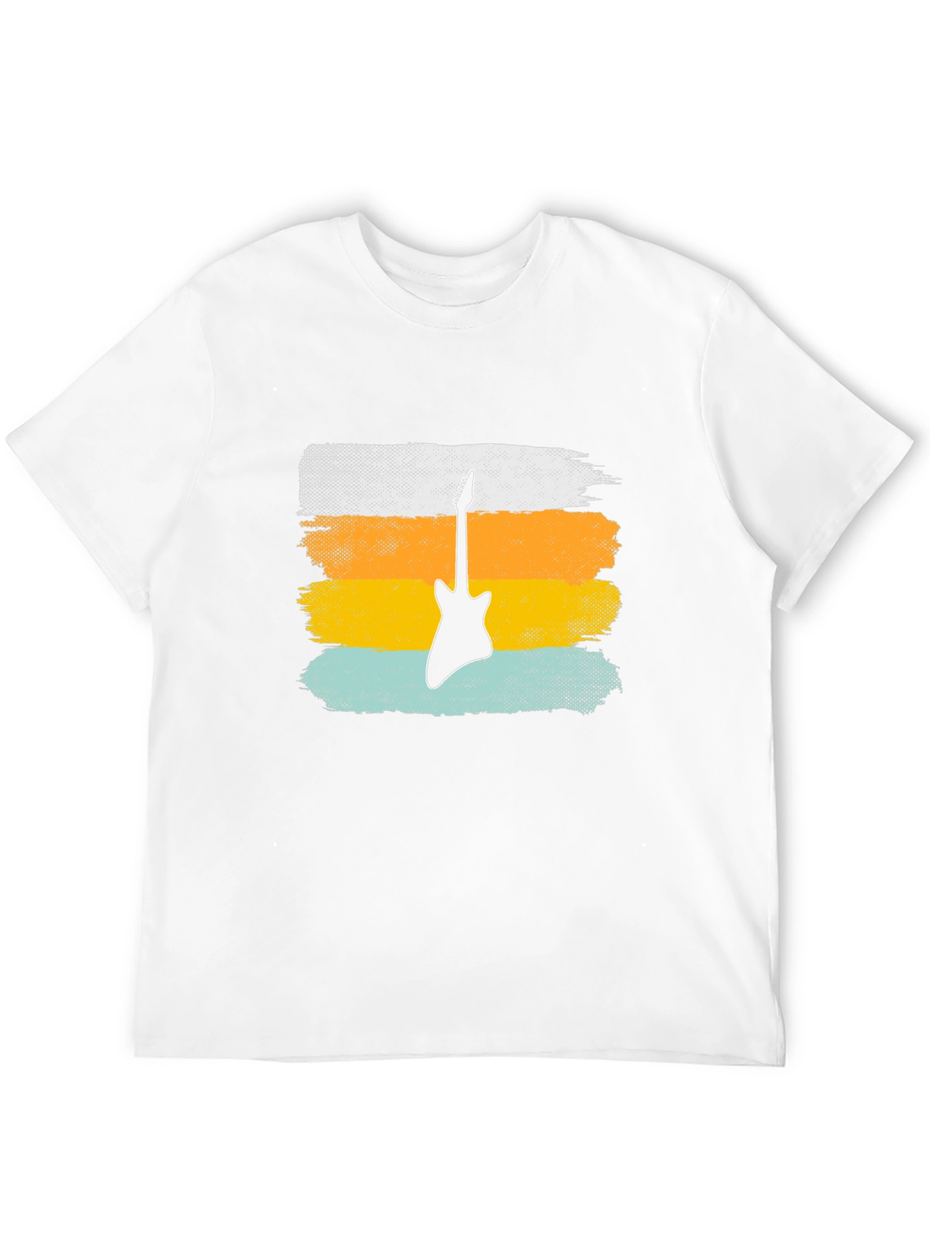 Retro Guitar Graphic Tee - Black Cotton T-Shirt